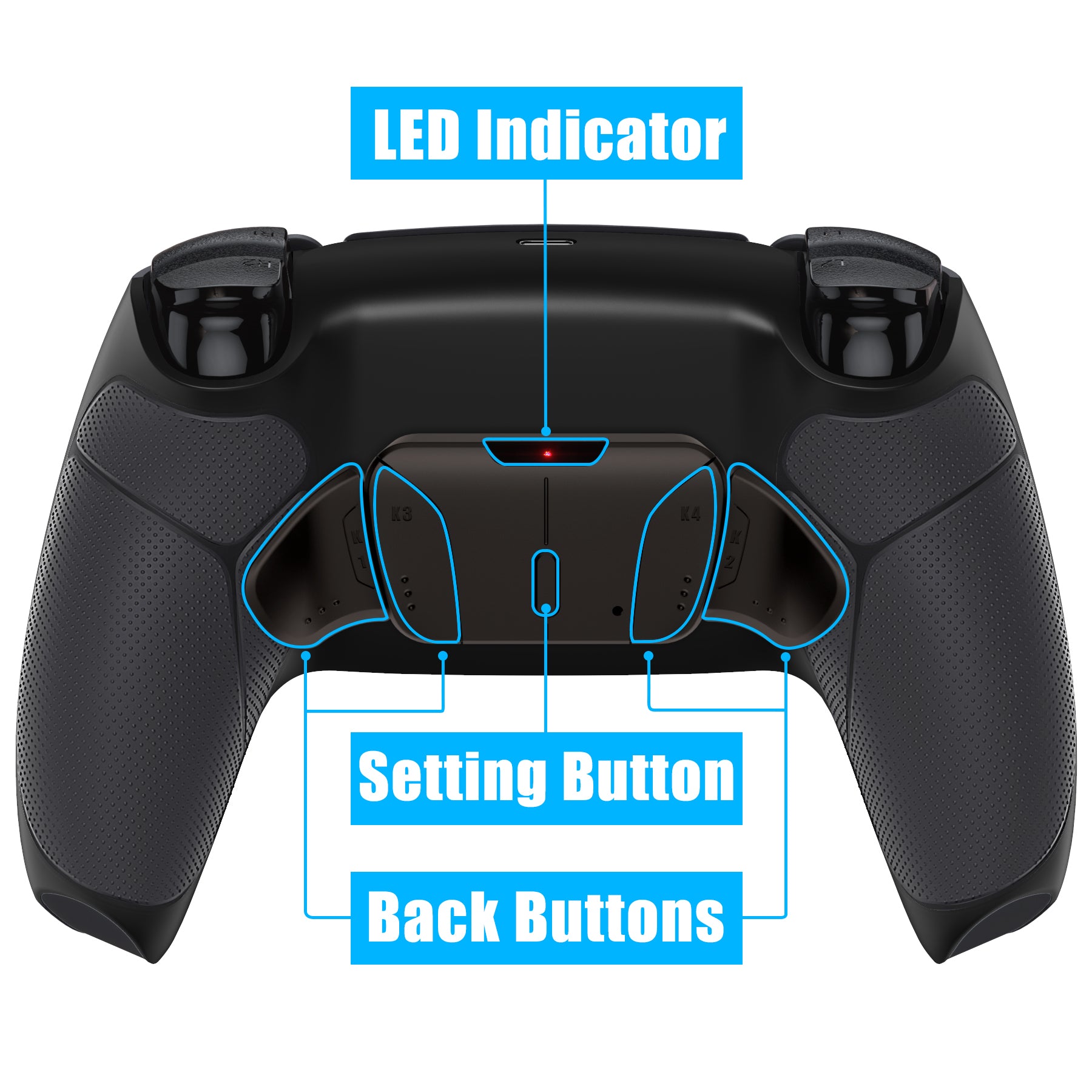 eXtremeRate Black Real Metal Buttons (RMB) Version RISE4 Remap Kit for PS5 Controller BDM-010/020 - Rubberized Black eXtremeRate