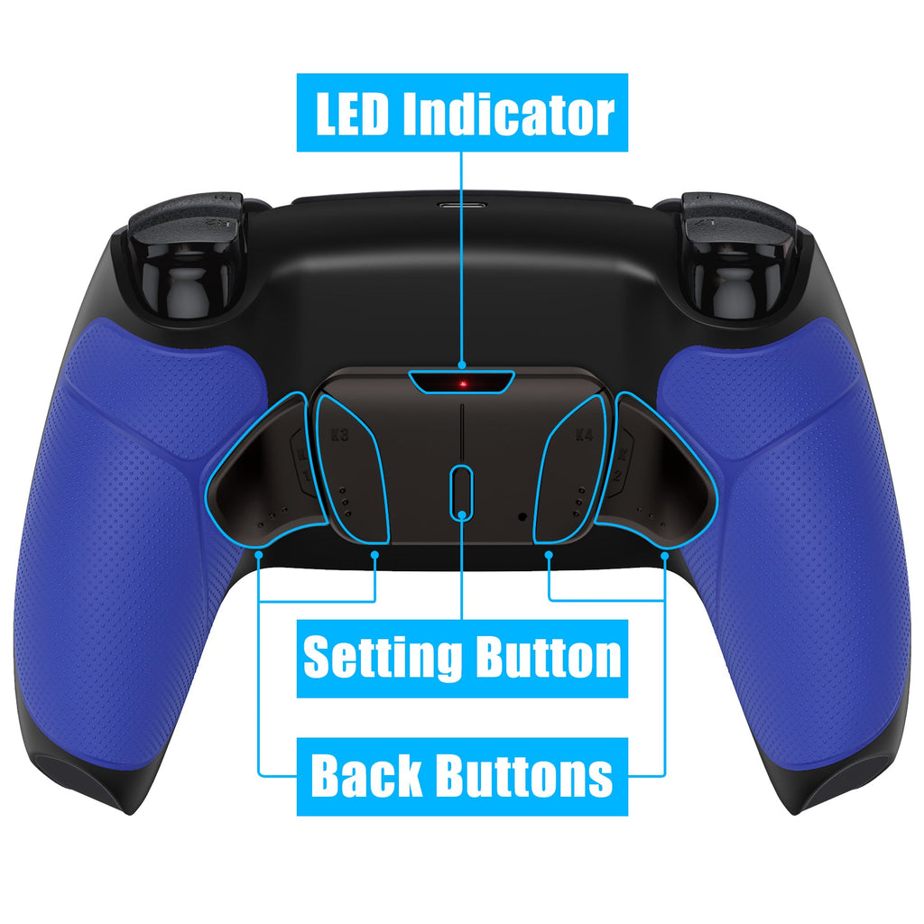 eXtremeRate Black Real Metal Buttons (RMB) Version RISE4 Remap Kit for PS5 Controller BDM-010/020 - Rubberized Blue eXtremeRate