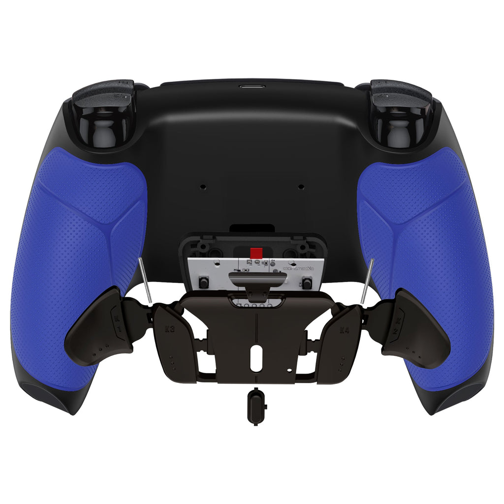 eXtremeRate Black Real Metal Buttons (RMB) Version RISE4 Remap Kit for PS5 Controller BDM-010/020 - Rubberized Blue eXtremeRate