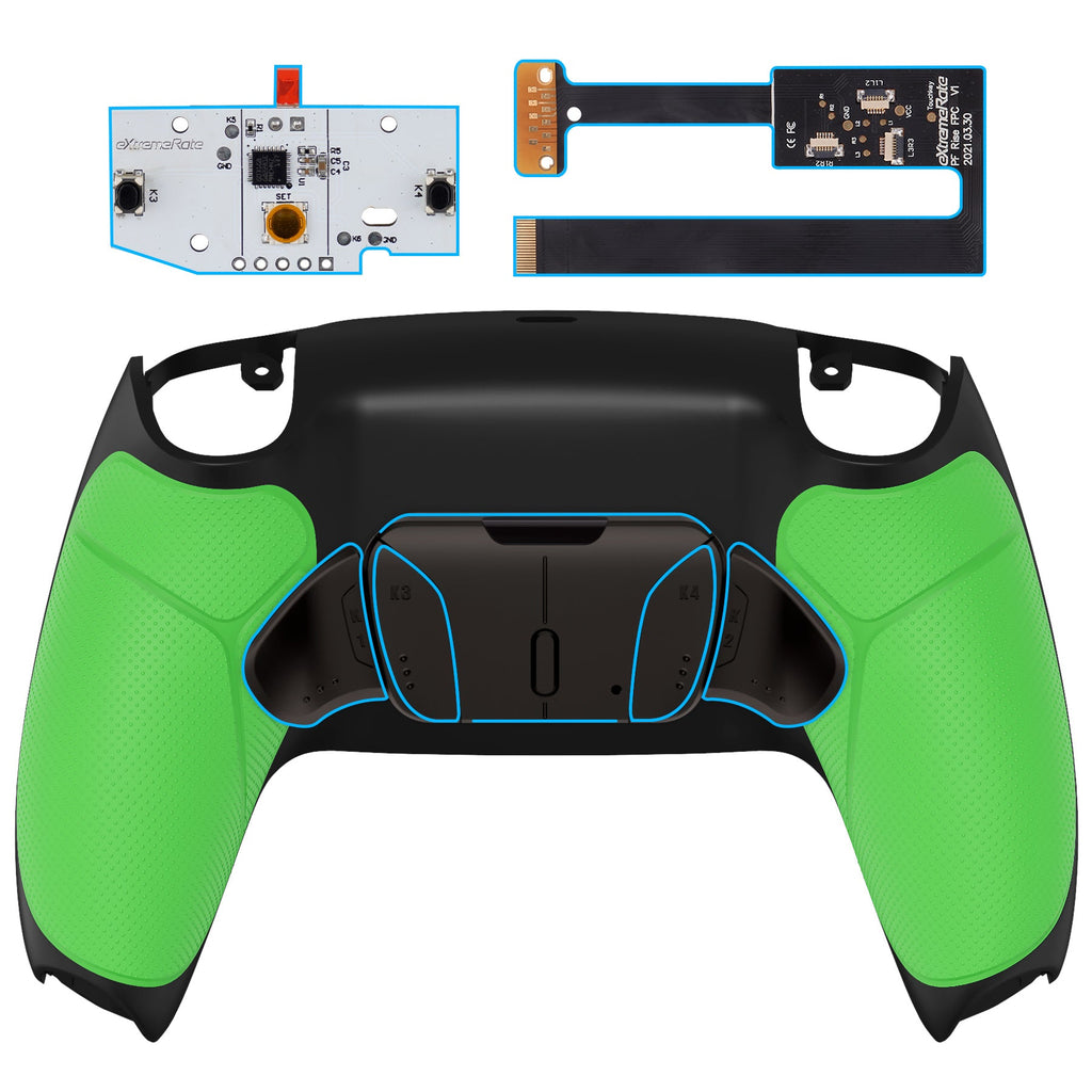 eXtremeRate Black Real Metal Buttons (RMB) Version RISE4 Remap Kit for PS5 Controller BDM-010/020 - Rubberized Green eXtremeRate