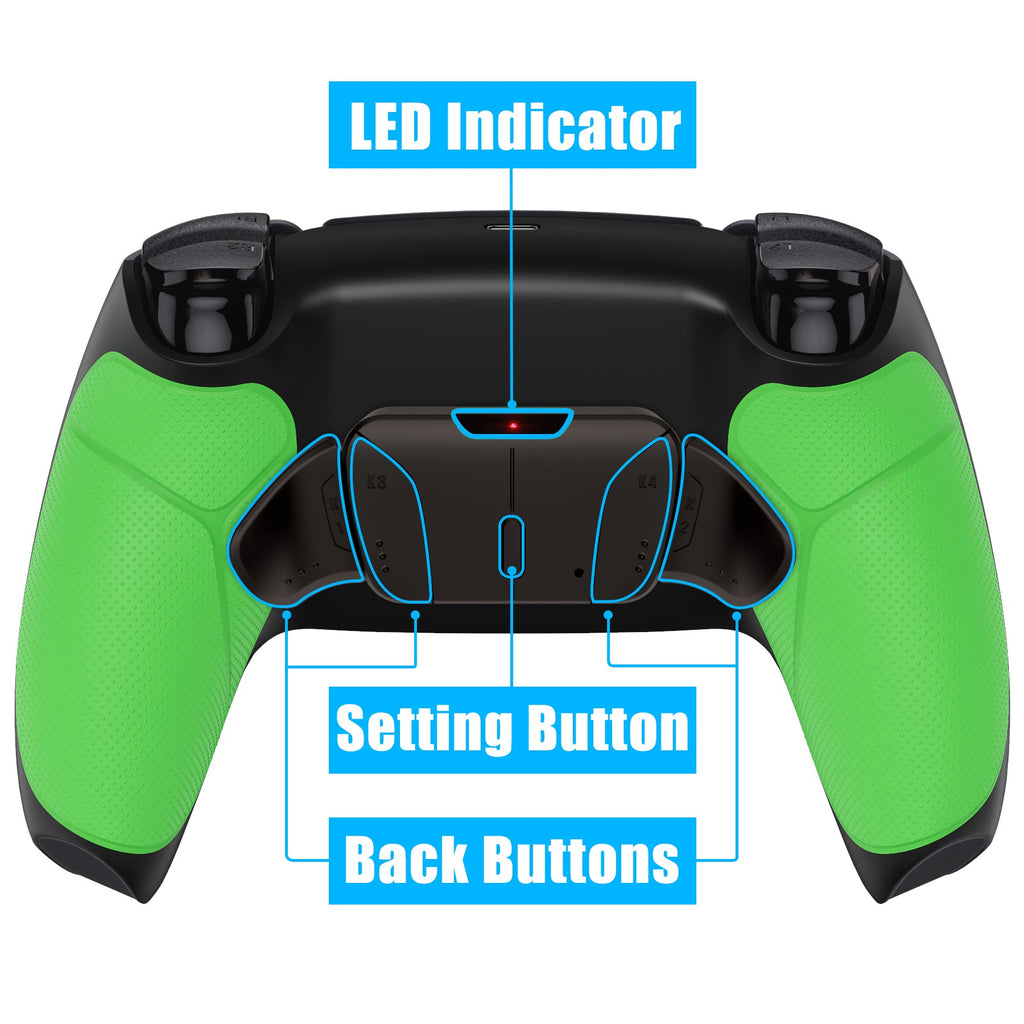 eXtremeRate Black Real Metal Buttons (RMB) Version RISE4 Remap Kit for PS5 Controller BDM-010/020 - Rubberized Green eXtremeRate