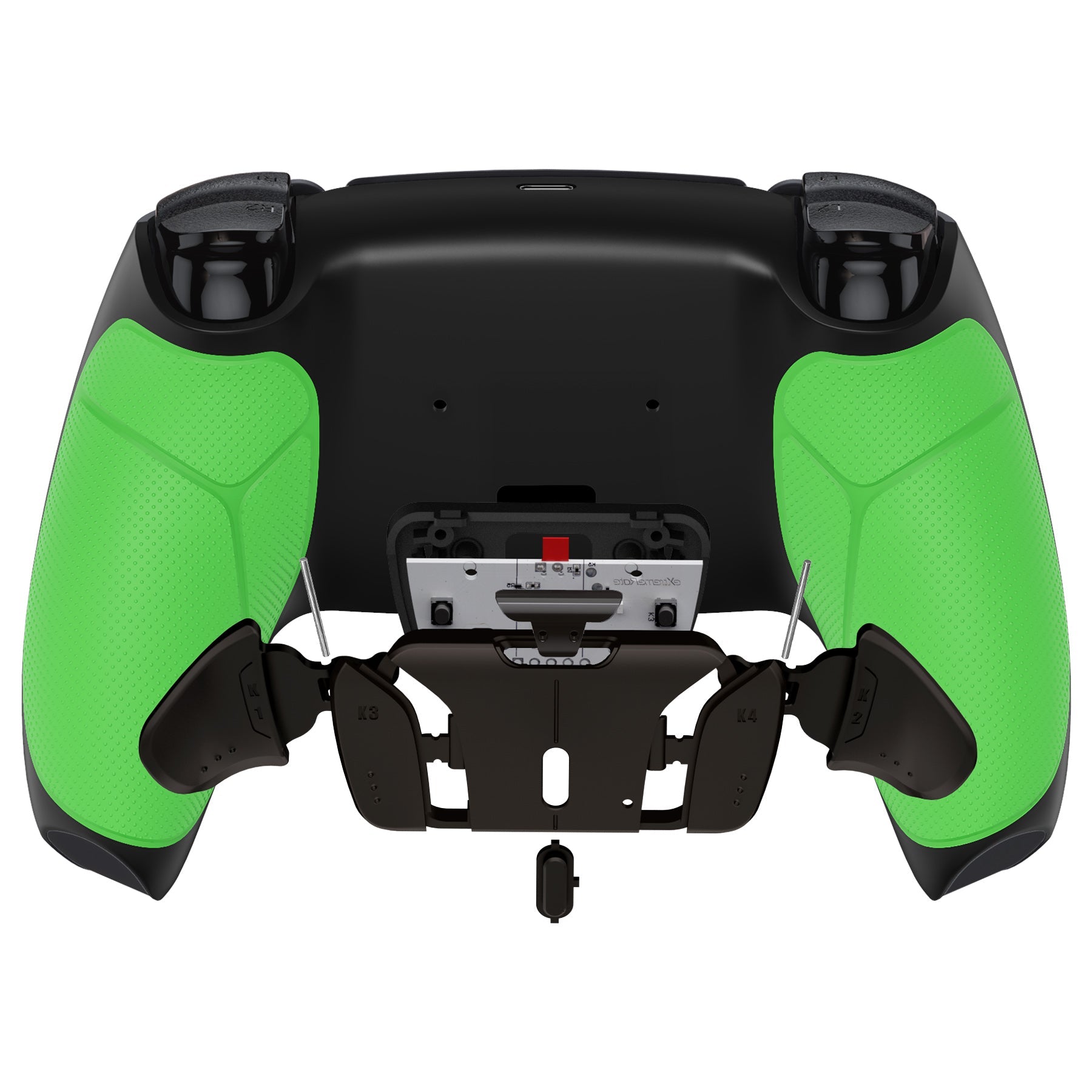 eXtremeRate Black Real Metal Buttons (RMB) Version RISE4 Remap Kit for PS5 Controller BDM-010/020 - Rubberized Green eXtremeRate