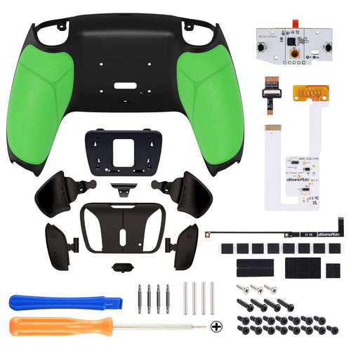 eXtremeRate Black Real Metal Buttons (RMB) Version RISE4 V3 Remap Kit for PS5 Controller BDM-030/040/050 - Rubberized Green eXtremeRate