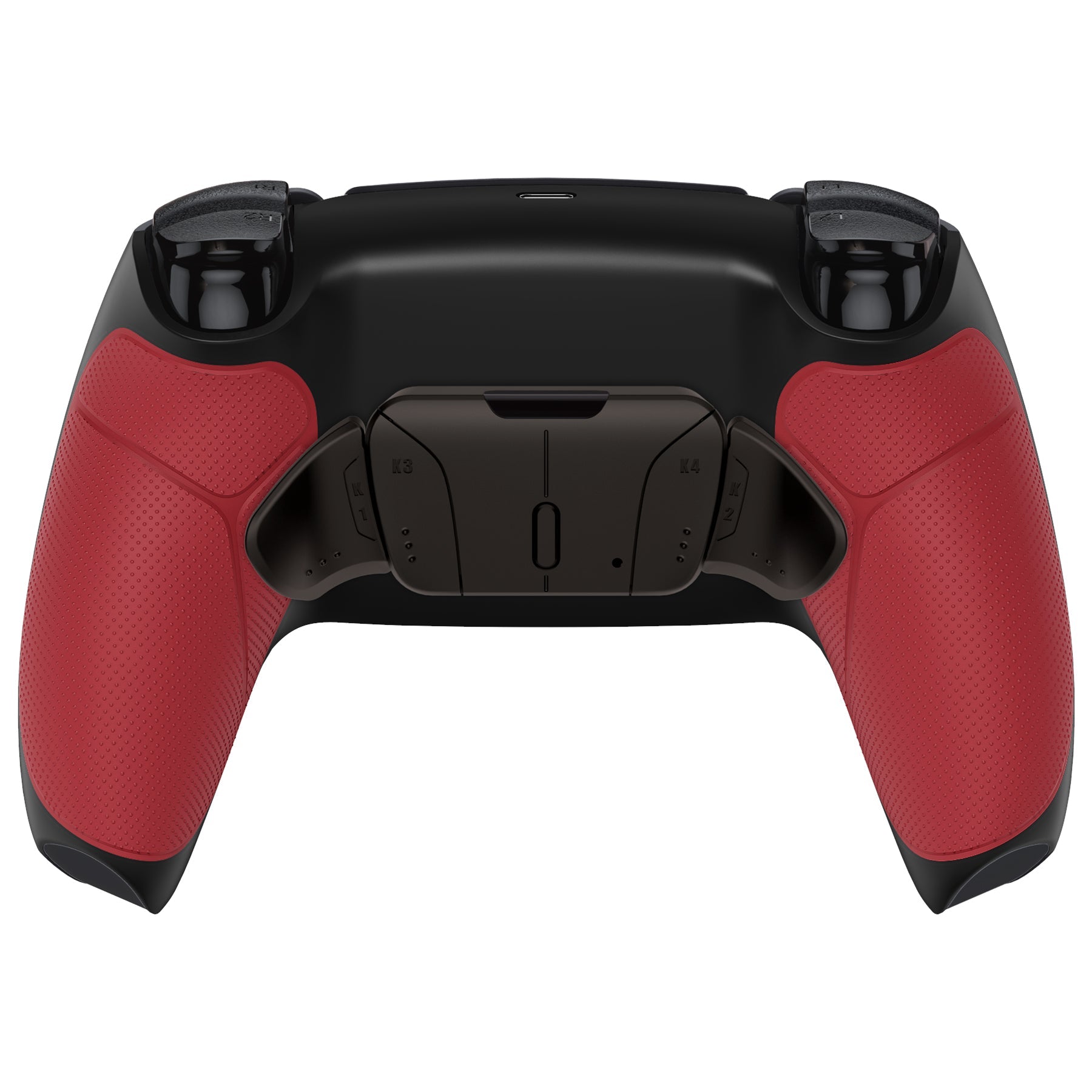 eXtremeRate Black Real Metal Buttons (RMB) Version RISE4 Remap Kit for PS5 Controller BDM-010/020 - Rubberized Red eXtremeRate