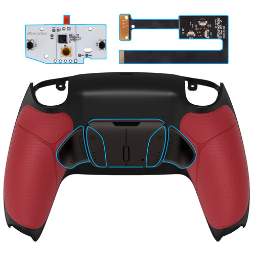 eXtremeRate Black Real Metal Buttons (RMB) Version RISE4 Remap Kit for PS5 Controller BDM-010/020 - Rubberized Red eXtremeRate