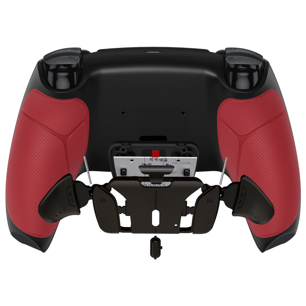 eXtremeRate Black Real Metal Buttons (RMB) Version RISE4 Remap Kit for PS5 Controller BDM-010/020 - Rubberized Red eXtremeRate