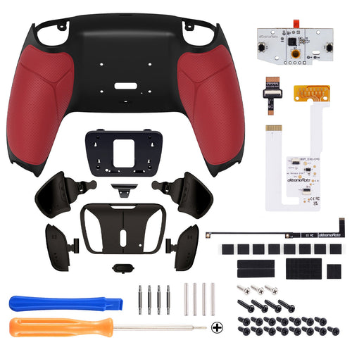eXtremeRate Black Real Metal Buttons (RMB) Version RISE4 V3 Remap Kit for PS5 Controller BDM-030/040/050 - Rubberized Red eXtremeRate