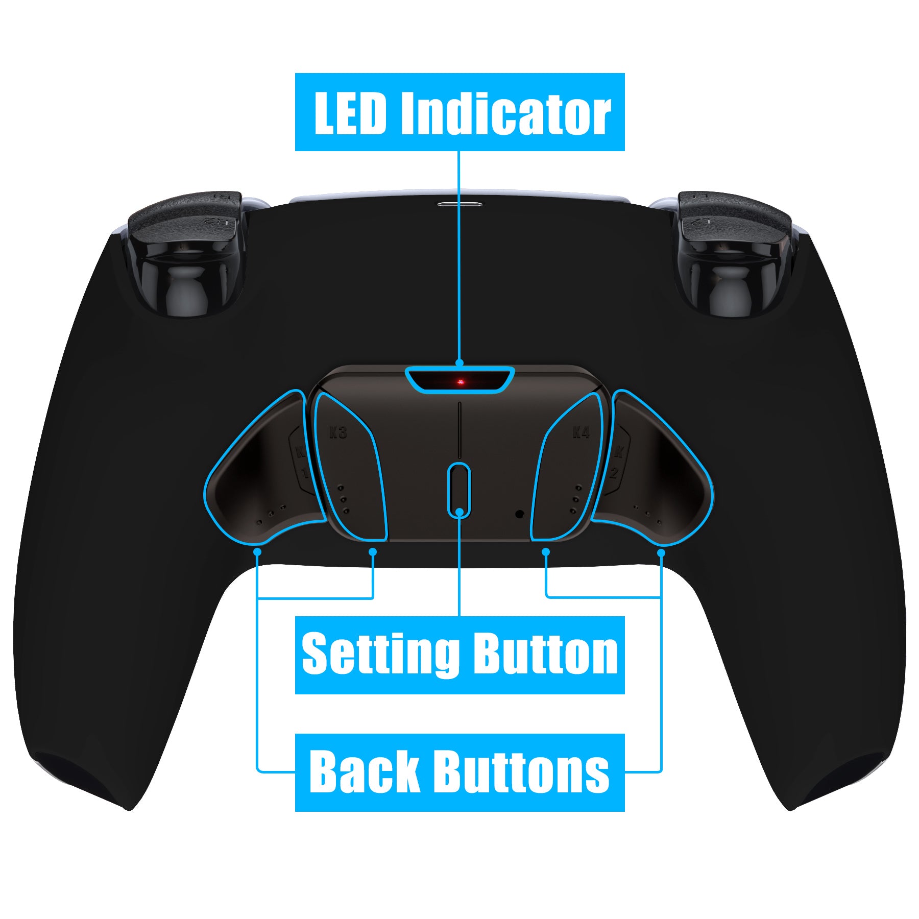 eXtremeRate Black Real Metal Buttons (RMB) Version RISE4 Remap Kit for PS5 Controller BDM-010/020 - Black eXtremeRate
