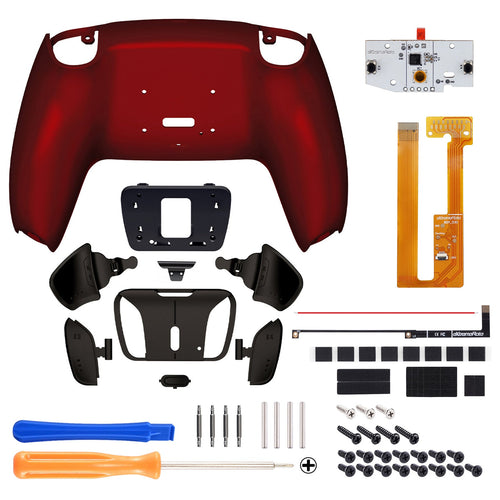 eXtremeRate Black Real Metal Buttons (RMB) Version RISE4 Remap Kit for PS5 Controller BDM-030/040/050 - Scarlet Red eXtremeRate