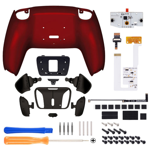 eXtremeRate Black Real Metal Buttons (RMB) Version RISE4 V3 Remap Kit for PS5 Controller BDM-030/040/050 - Scarlet Red eXtremeRate