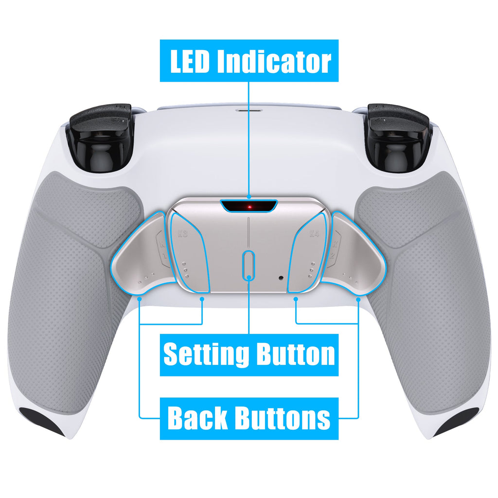 eXtremeRate Silver Real Metal Buttons (RMB) Version RISE4 Remap Kit for PS5 Controller BDM-010/020 - Rubberized Gray eXtremeRate