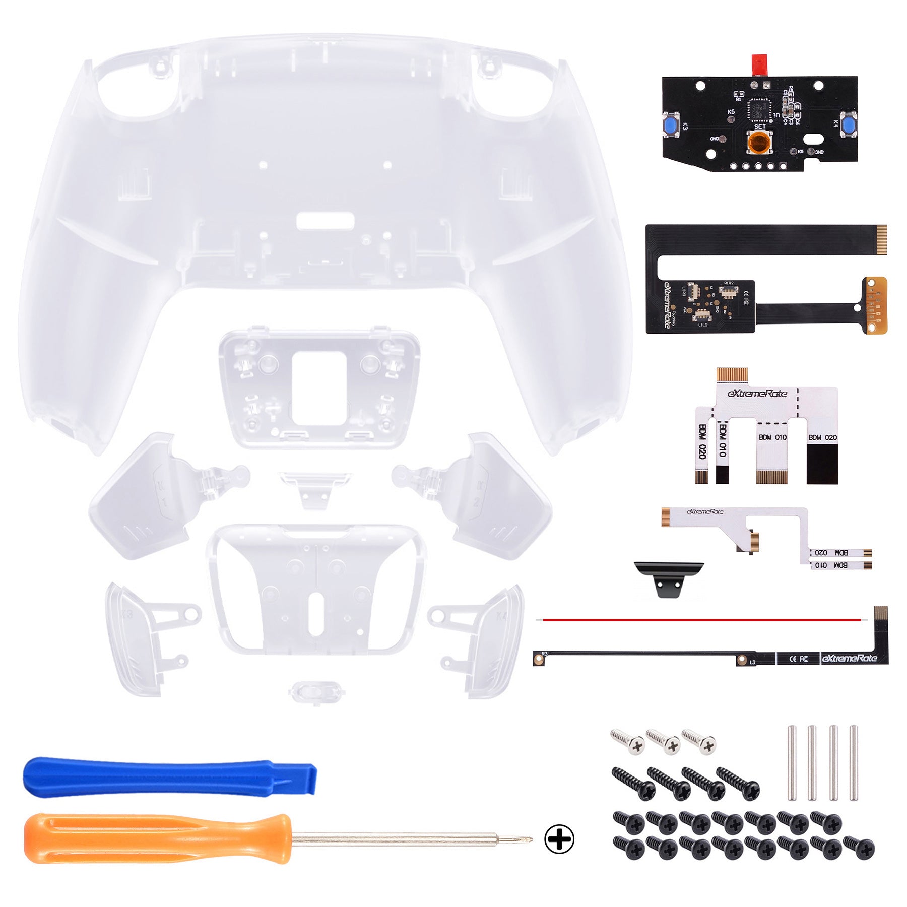 eXtremeRate Remappable RISE4 Remap Kit for PS5 Controller BDM-010/020 - Clear eXtremeRate