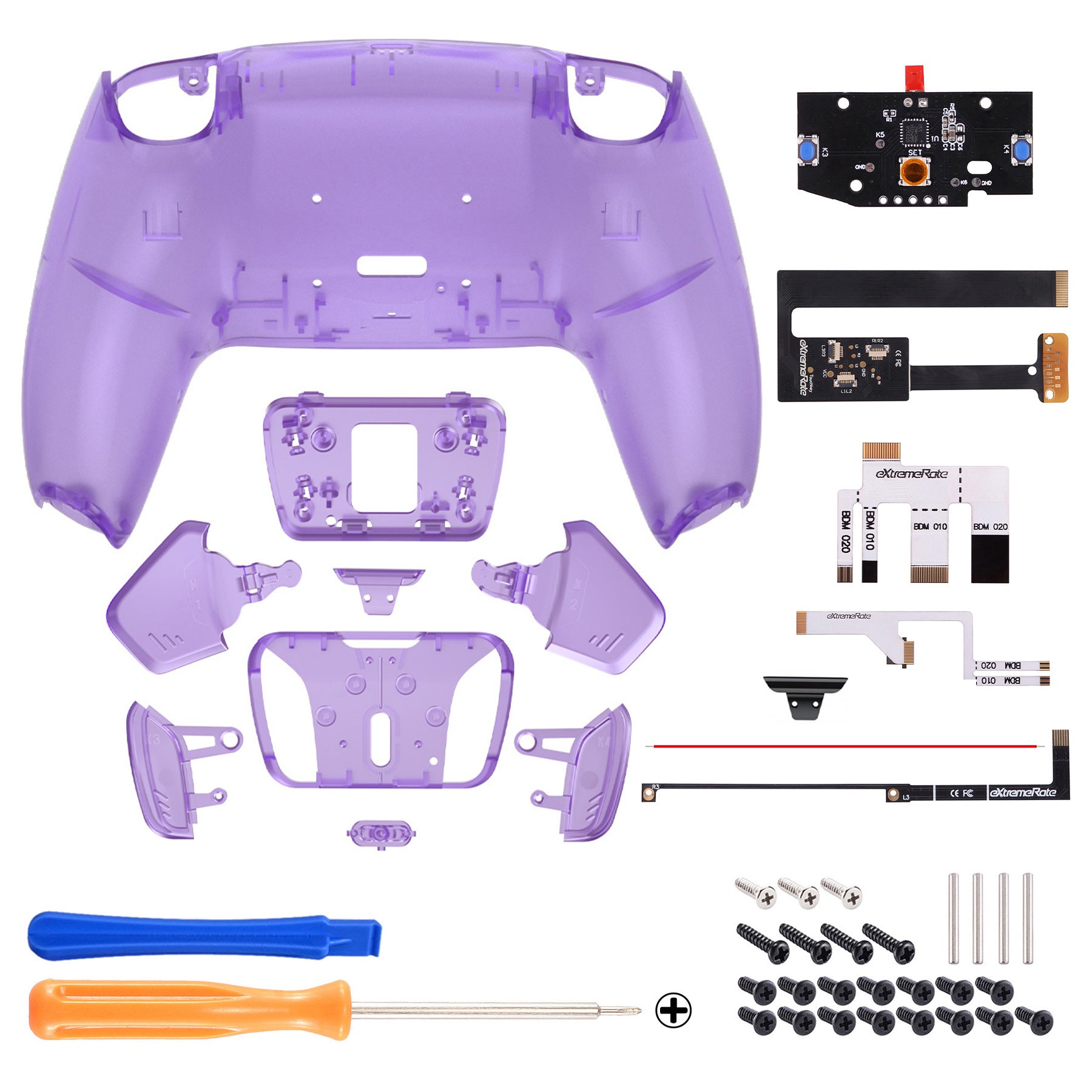 eXtremeRate Remappable RISE4 Remap Kit for PS5 Controller BDM-010/020 - Clear Atomic Purple eXtremeRate