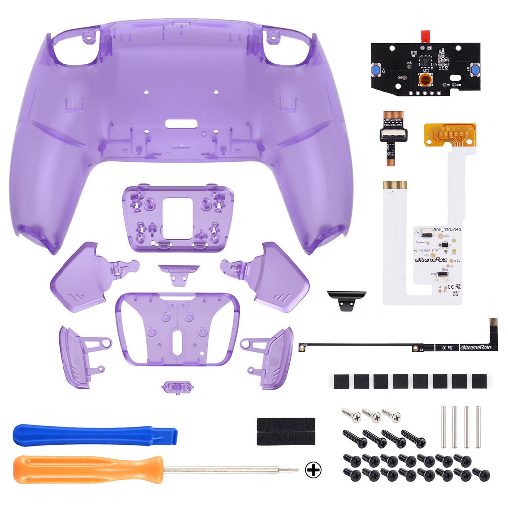 eXtremeRate Remappable RISE4 V3 Remap Kit for PS5 Controller BDM-030/040/050 - Clear Atomic Purple eXtremeRate