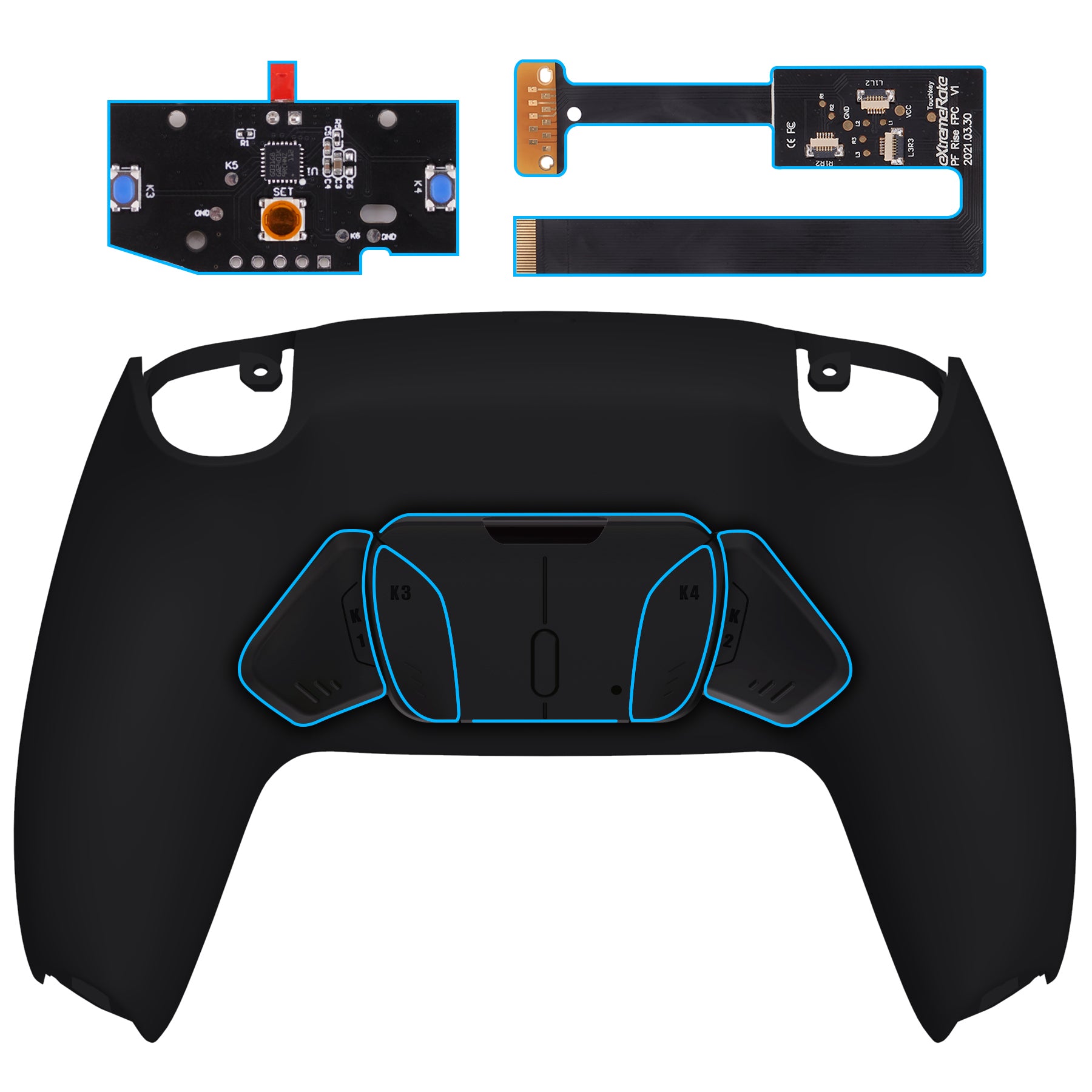 eXtremeRate Remappable RISE4 Remap Kit for PS5 Controller BDM-010/020 - Black eXtremeRate