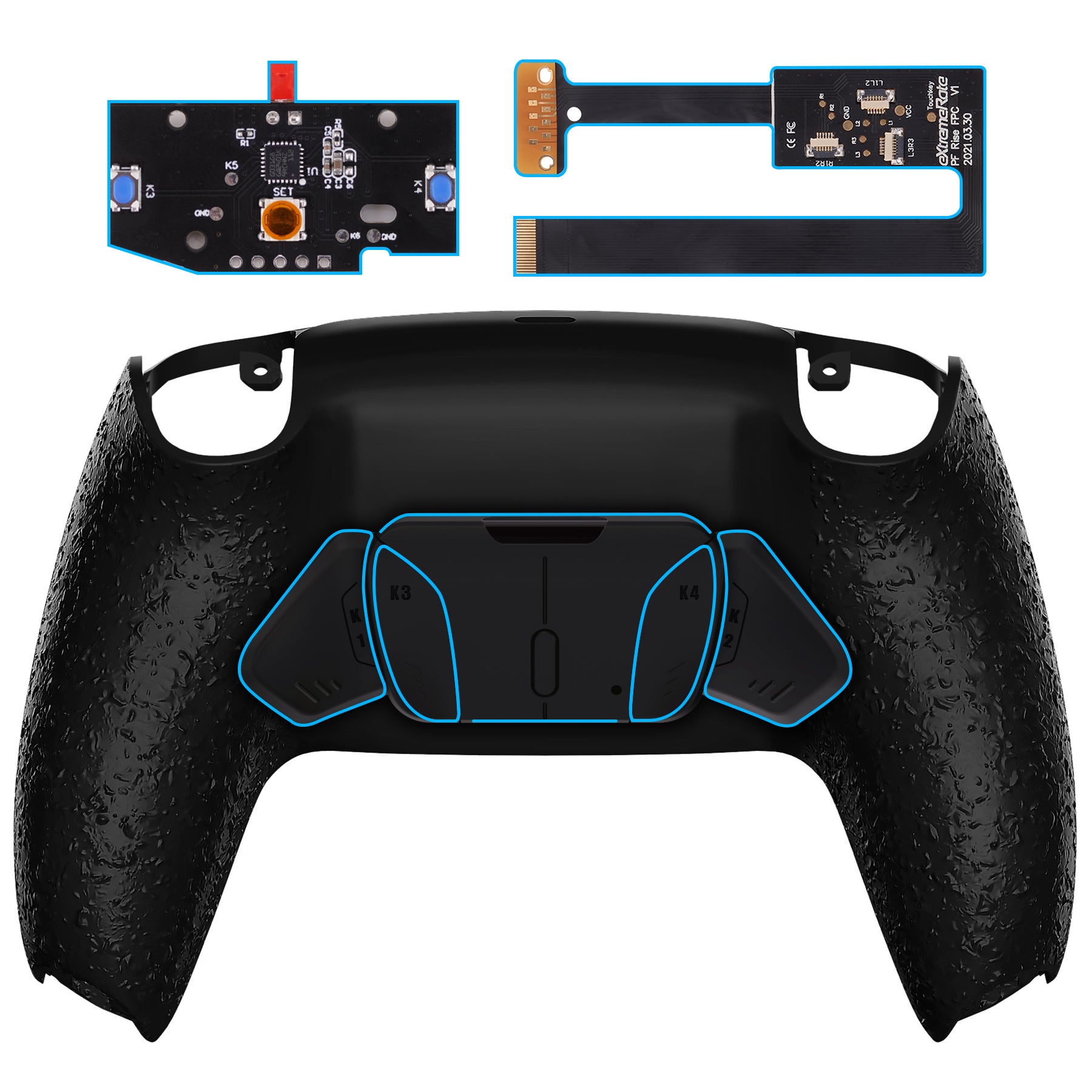 eXtremeRate Remappable RISE4 Remap Kit for PS5 Controller BDM-010/020 - Textured Black eXtremeRate