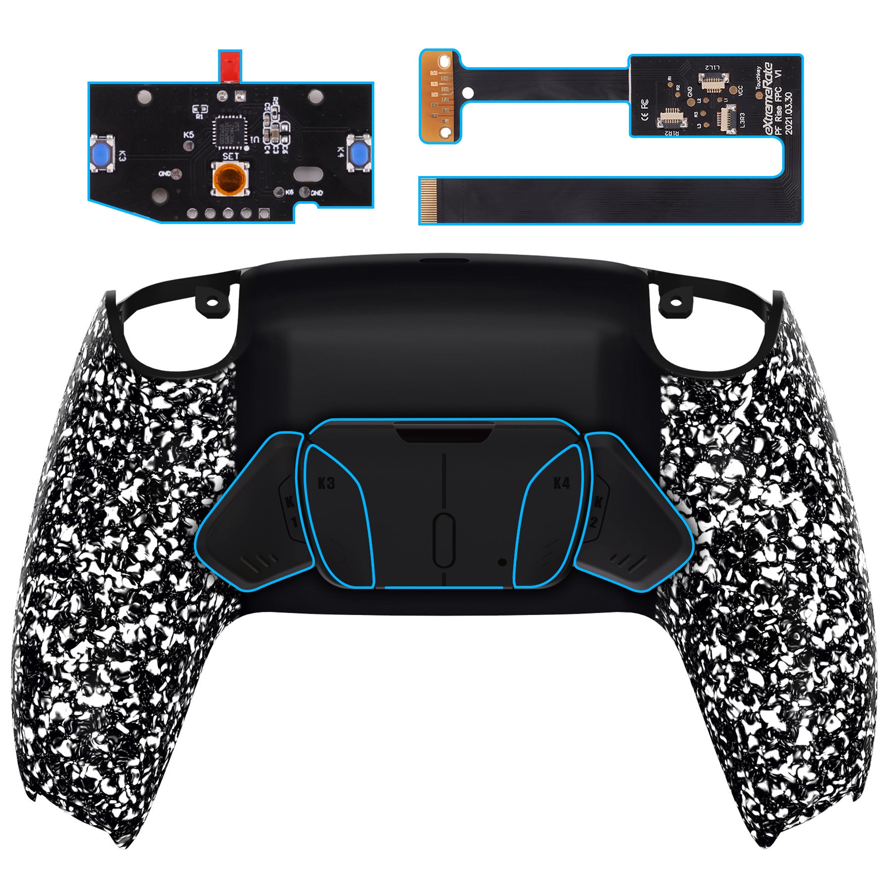 eXtremeRate Remappable RISE4 Remap Kit for PS5 Controller BDM-010/020 - Textured White eXtremeRate