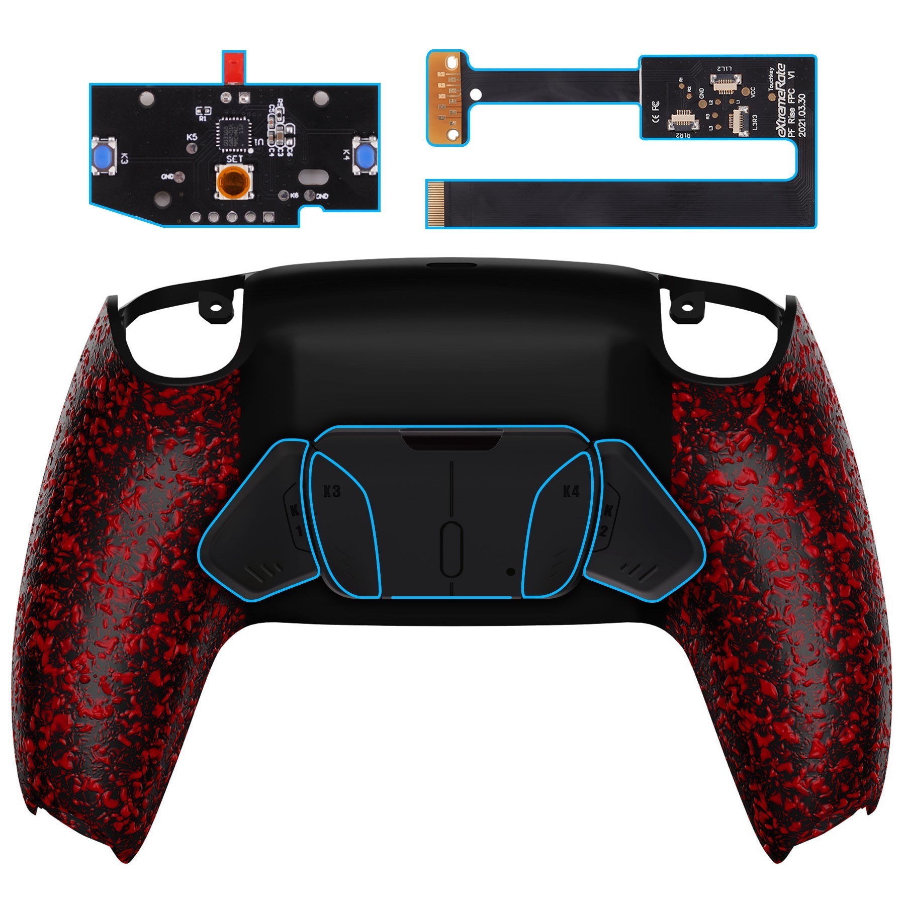 eXtremeRate Remappable RISE4 Remap Kit for PS5 Controller BDM-010/020 - Textured Red eXtremeRate