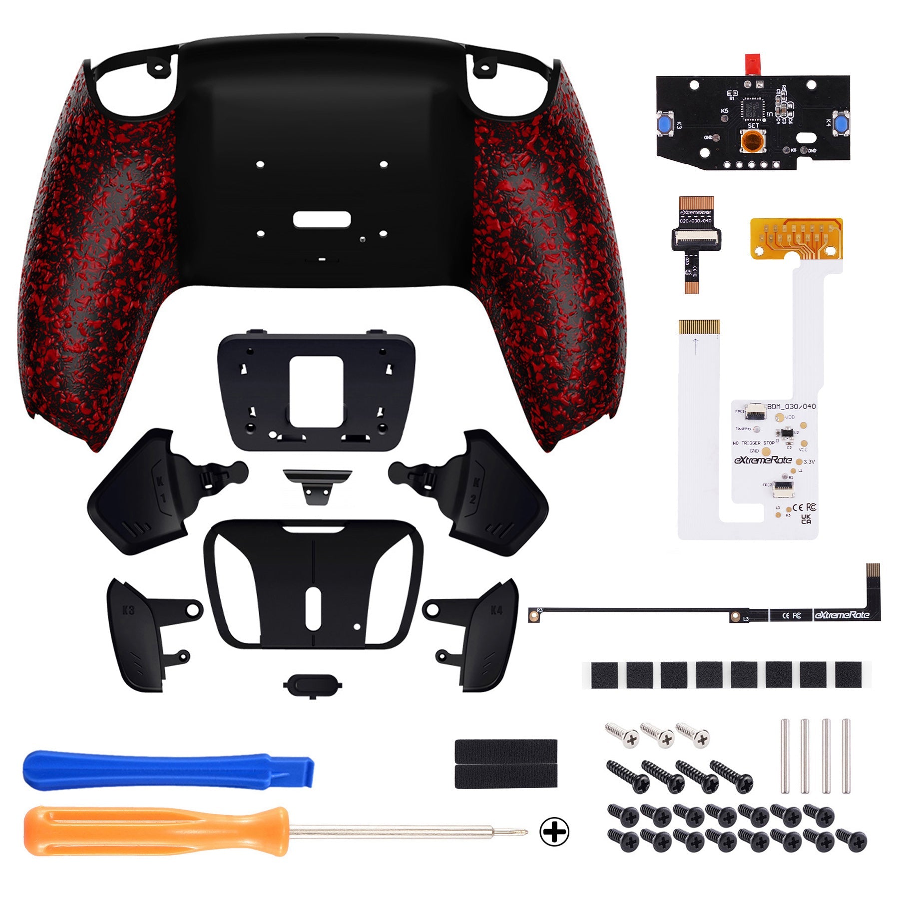 eXtremeRate Remappable RISE4 V3 Remap Kit for PS5 Controller BDM-030/040/050 - Textured Red eXtremeRate