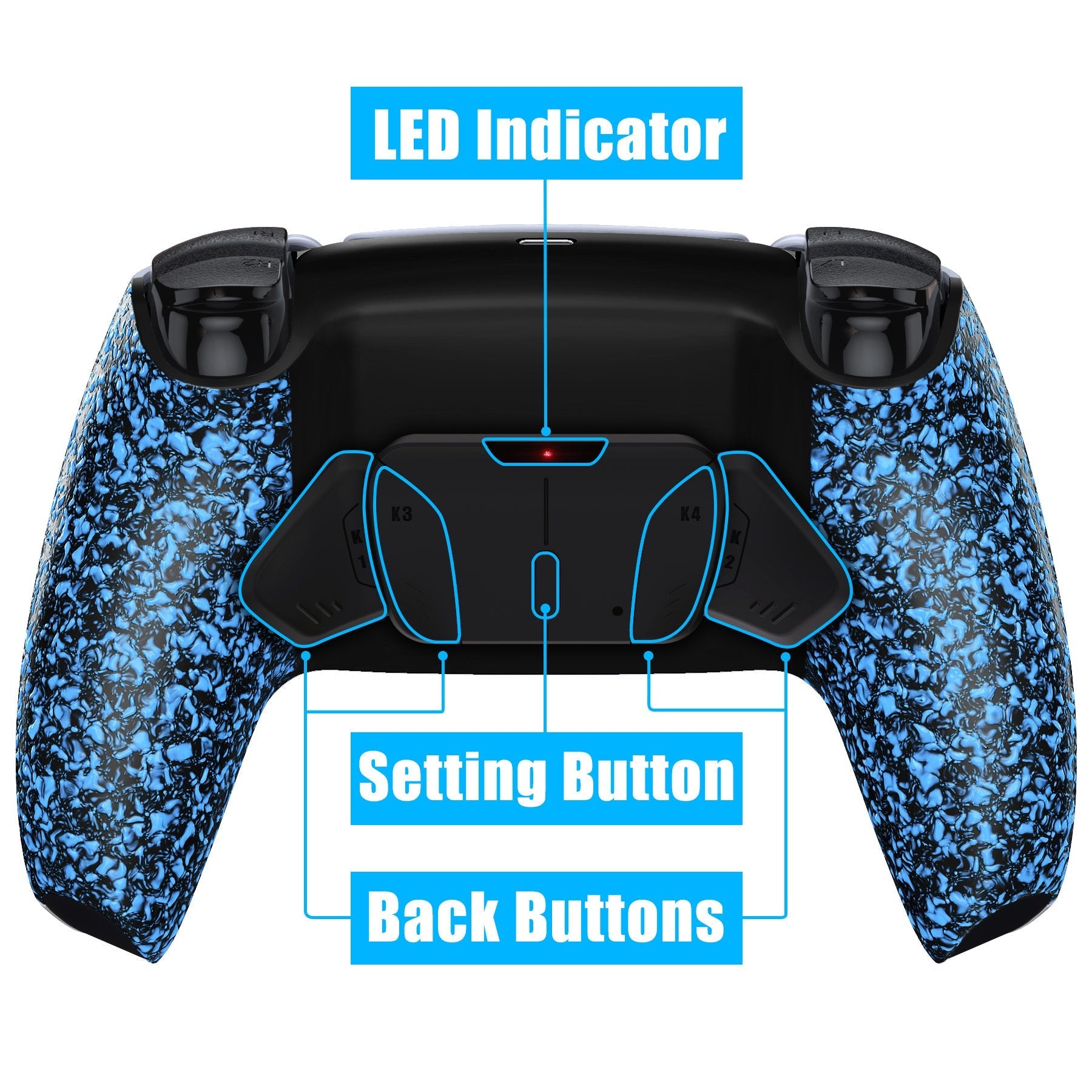eXtremeRate Remappable RISE4 Remap Kit for PS5 Controller BDM-010/020 - Textured Blue eXtremeRate