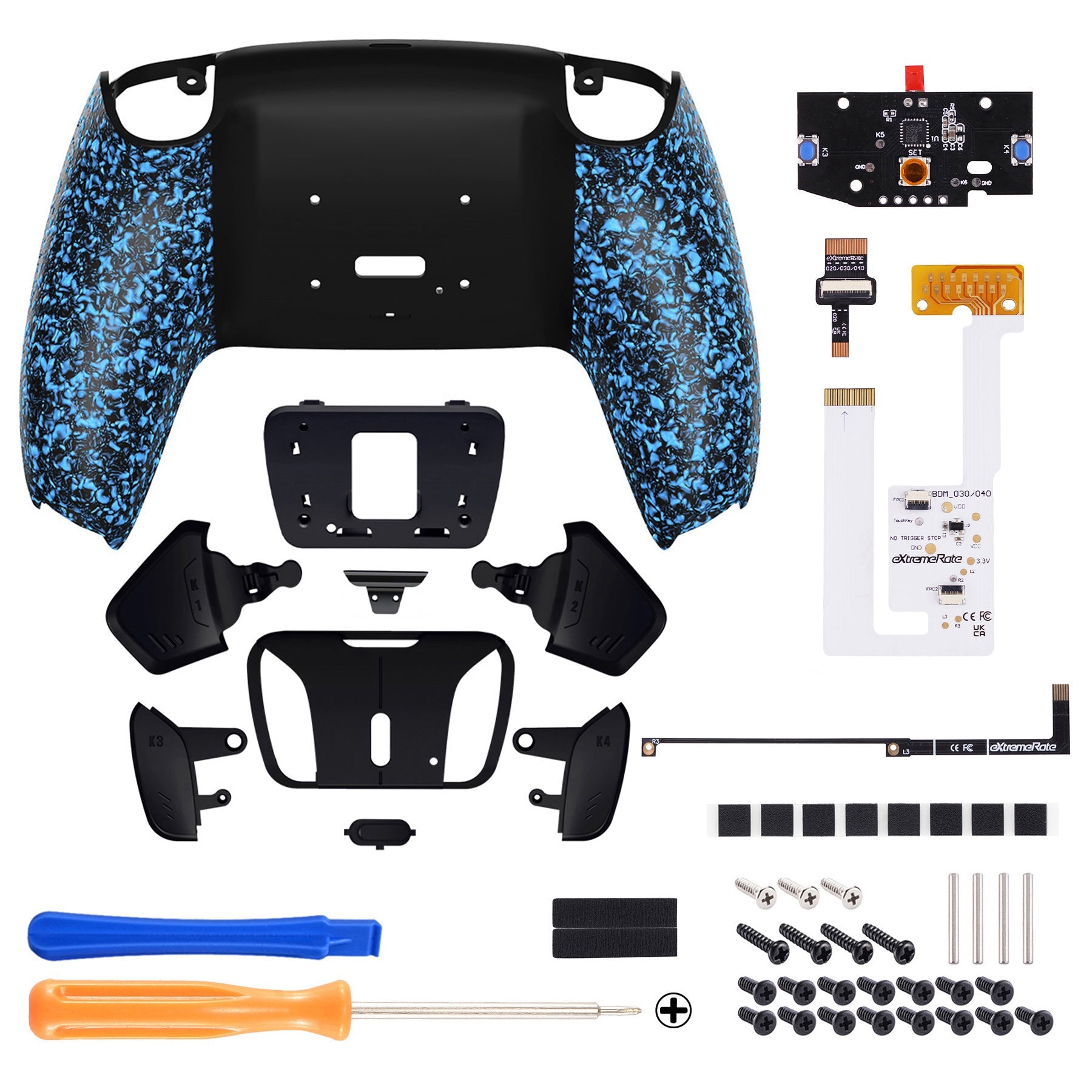 eXtremeRate Remappable RISE4 V3 Remap Kit for PS5 Controller BDM-030/040/050 - Textured Blue eXtremeRate