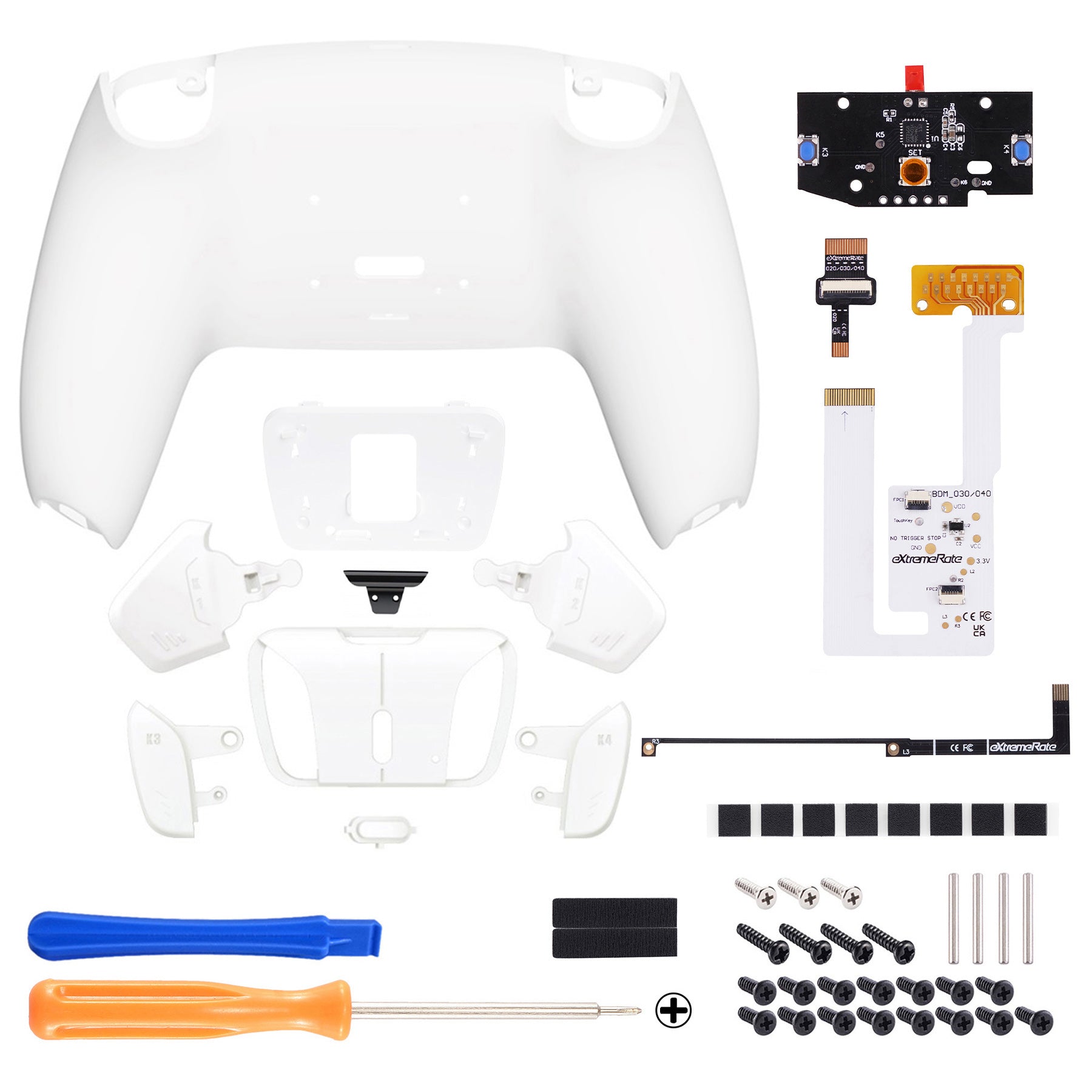 eXtremeRate Remappable RISE4 V3 Remap Kit for PS5 Controller BDM-030/040/050 - White eXtremeRate
