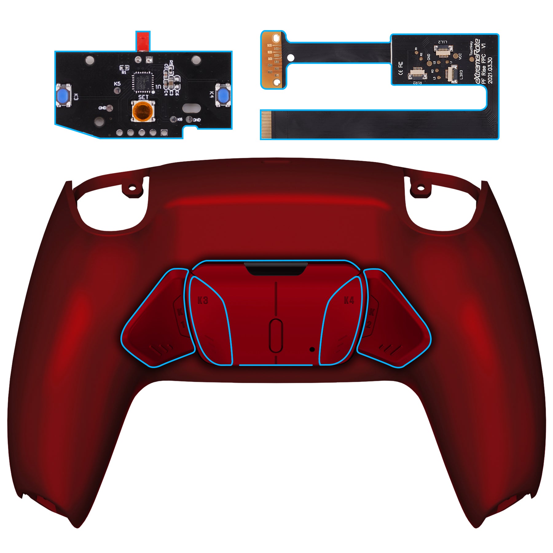 eXtremeRate Remappable RISE4 Remap Kit for PS5 Controller BDM-010/020 - Scarlet Red eXtremeRate