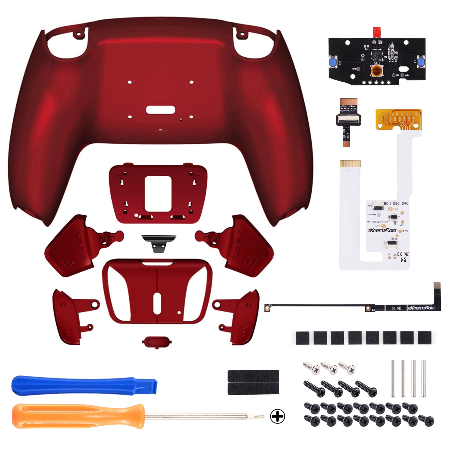 eXtremeRate Remappable RISE4 V3 Remap Kit for PS5 Controller BDM-030/040/050 - Scarlet Red eXtremeRate