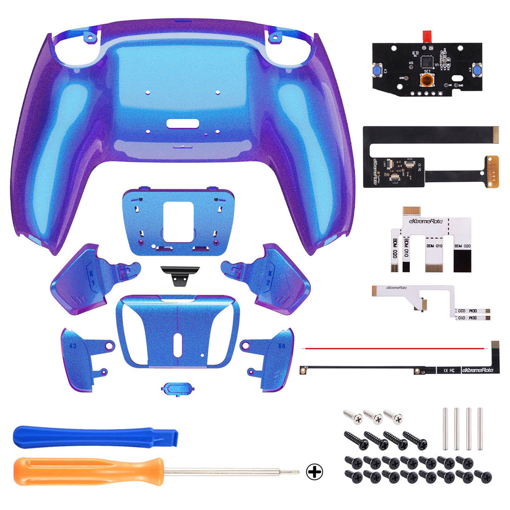 eXtremeRate Remappable RISE4 Remap Kit for PS5 Controller BDM-010/020 - Chameleon Purple Blue eXtremeRate