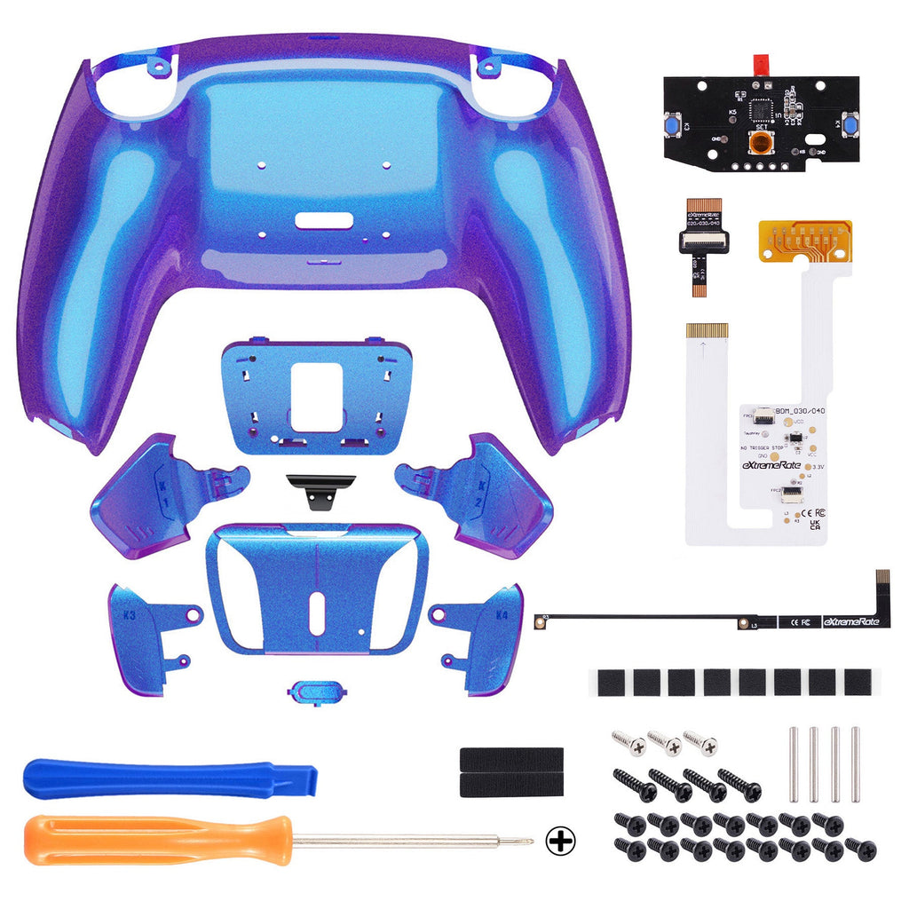 eXtremeRate Remappable RISE4 V3 Remap Kit for PS5 Controller BDM-030/040/050 - Chameleon Purple Blue eXtremeRate