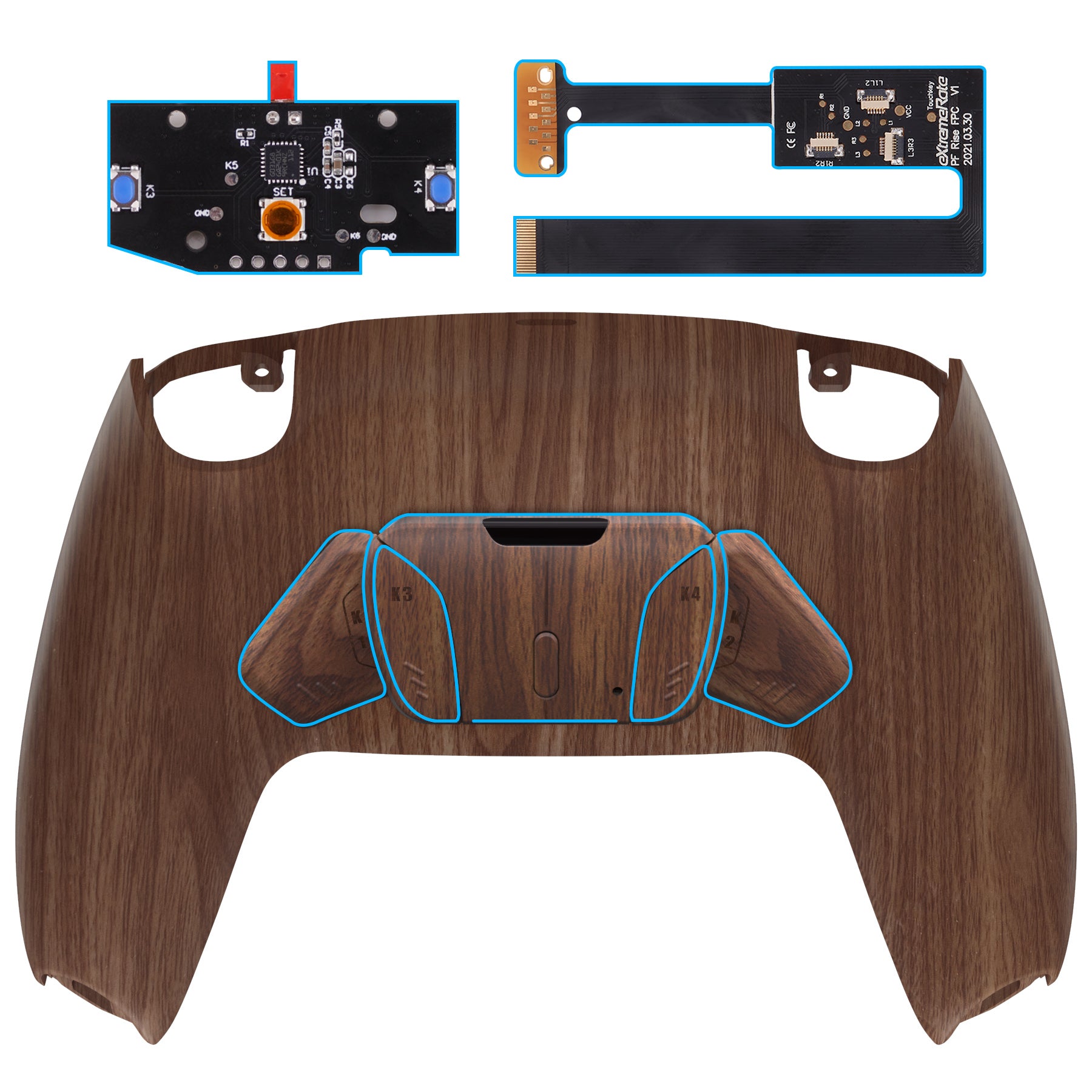 eXtremeRate Remappable RISE4 Remap Kit for PS5 Controller BDM-010/020 - Wood Grain eXtremeRate