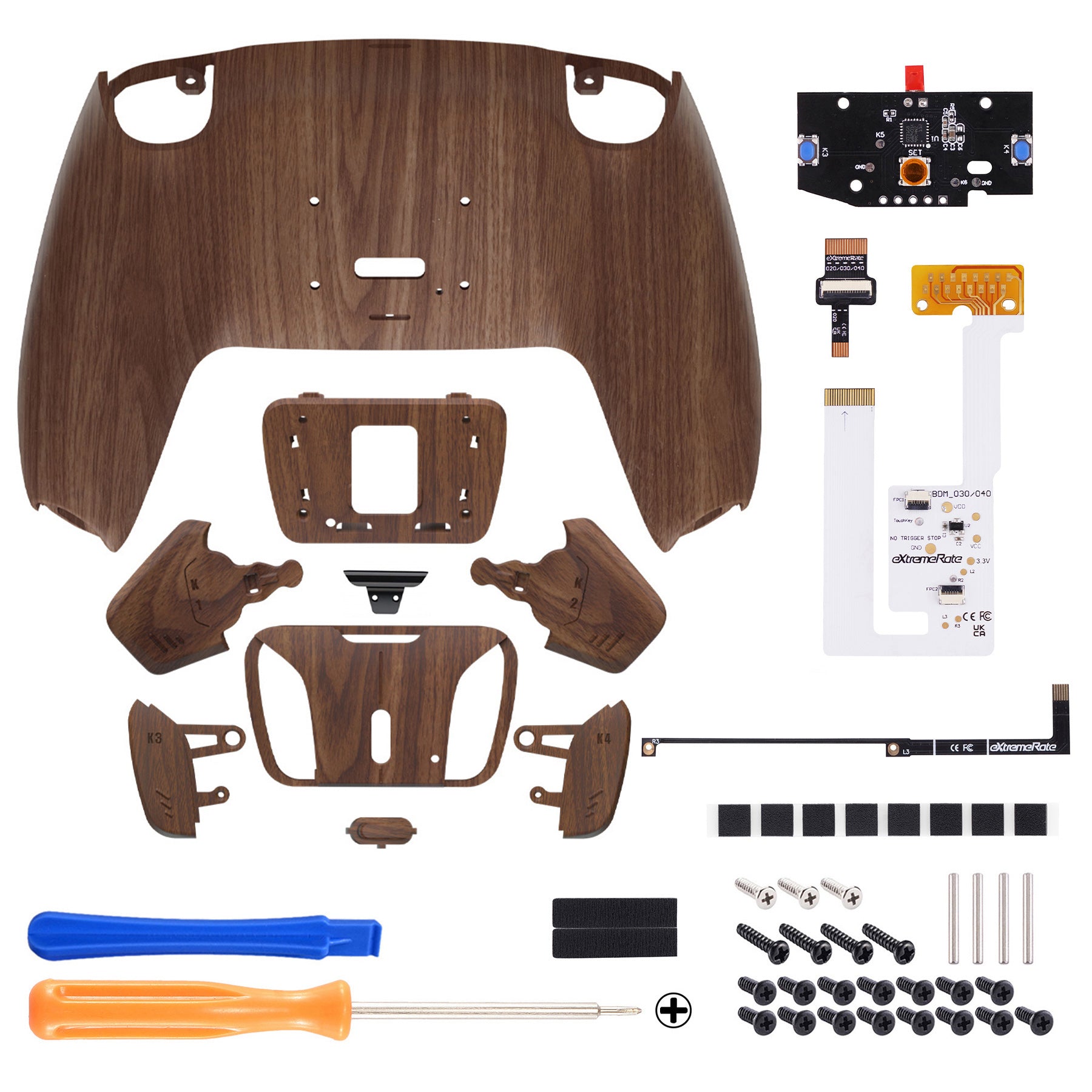 eXtremeRate Remappable RISE4 V3 Remap Kit for PS5 Controller BDM-030/040/050 - Wood Grain eXtremeRate