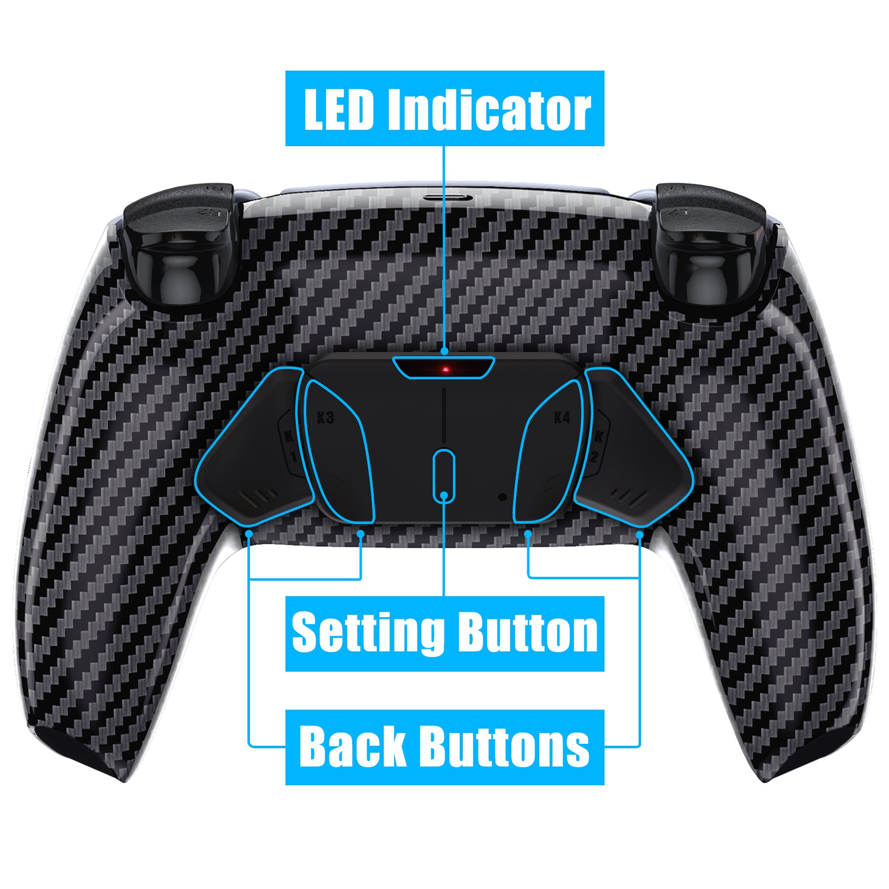 eXtremeRate Remappable RISE4 Remap Kit for PS5 Controller BDM-010/020 - Graphite Carbon Fiber eXtremeRate