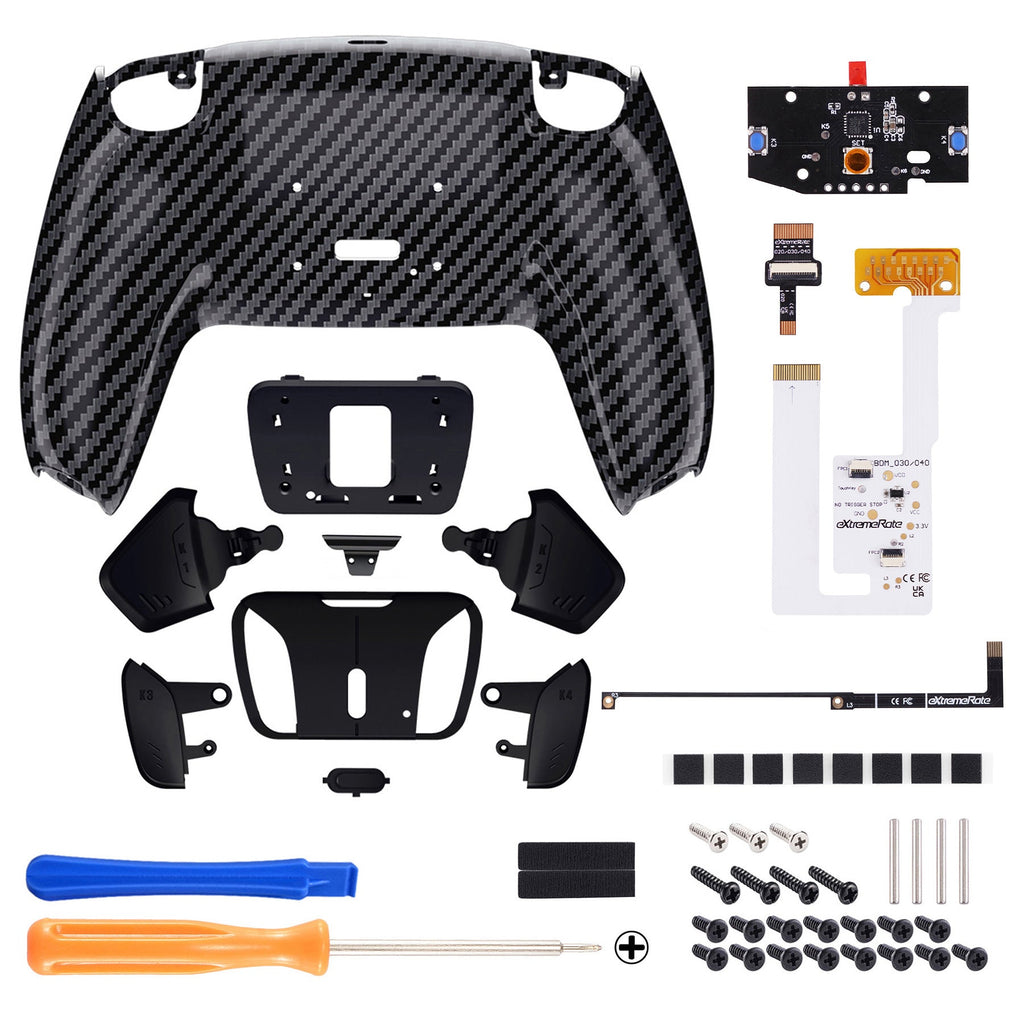 eXtremeRate Remappable RISE4 V3 Remap Kit for PS5 Controller BDM-030/040/050 - Graphite Carbon Fiber eXtremeRate