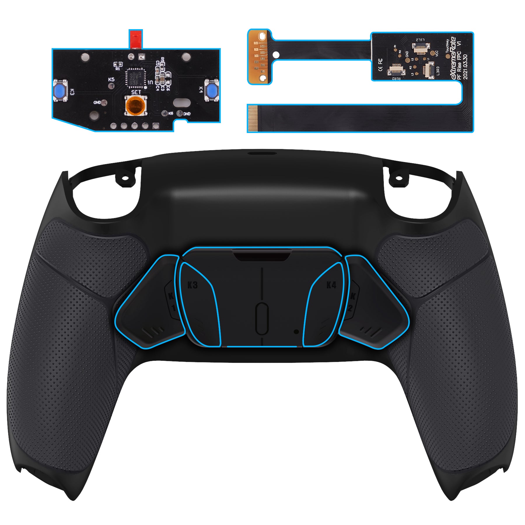 eXtremeRate Remappable RISE4 Remap Kit for PS5 Controller BDM-010/020 - Rubberized Black eXtremeRate