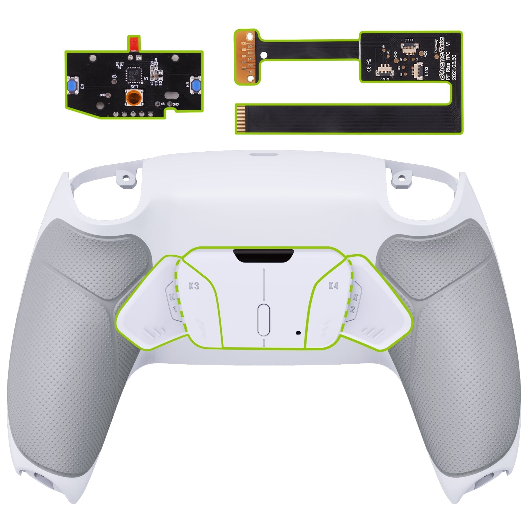 eXtremeRate Remappable RISE4 Remap Kit for PS5 Controller BDM-010/020 - Rubberized White eXtremeRate