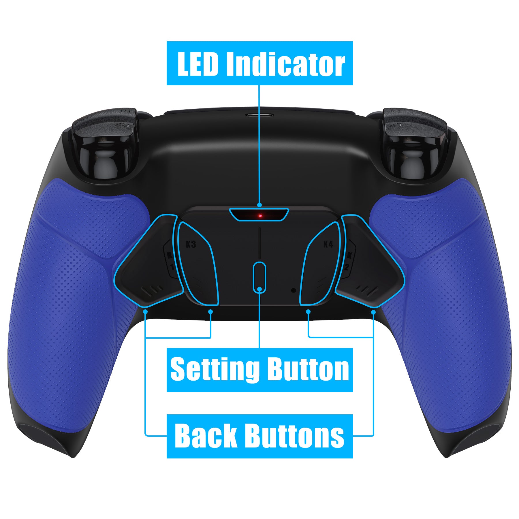 eXtremeRate Remappable RISE4 Remap Kit for PS5 Controller BDM-010/020 - Rubberized Blue eXtremeRate