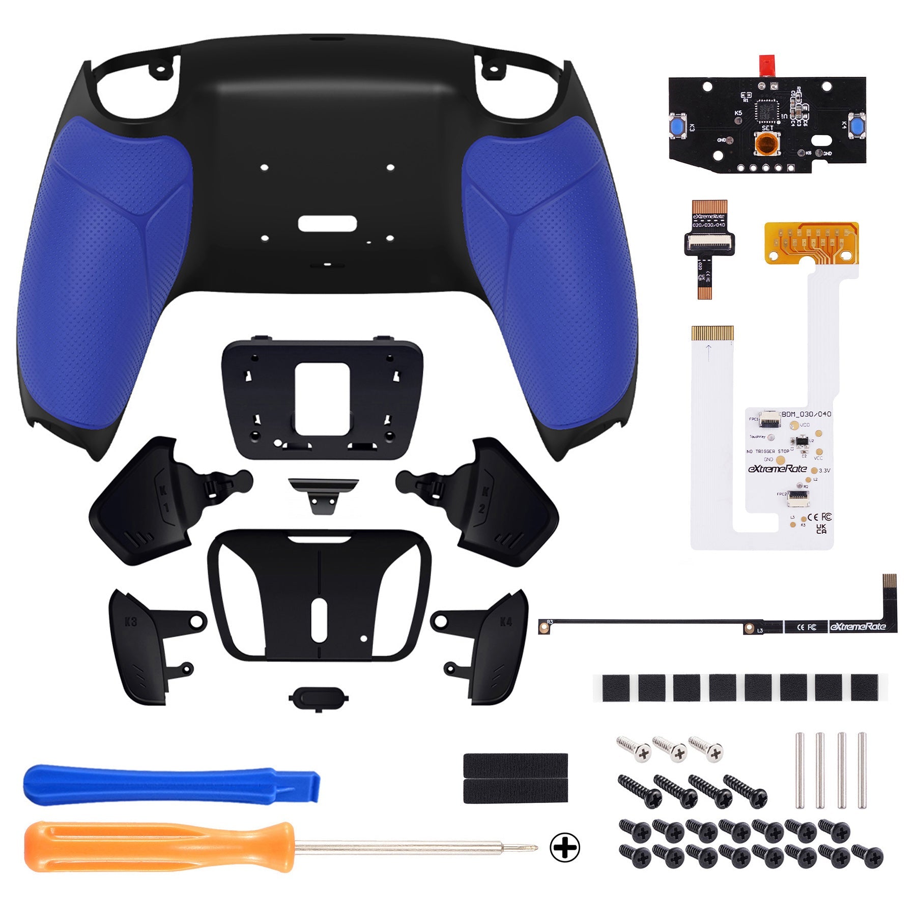 eXtremeRate Remappable RISE4 V3 Remap Kit for PS5 Controller BDM-030/040/050 - Rubberized Blue eXtremeRate
