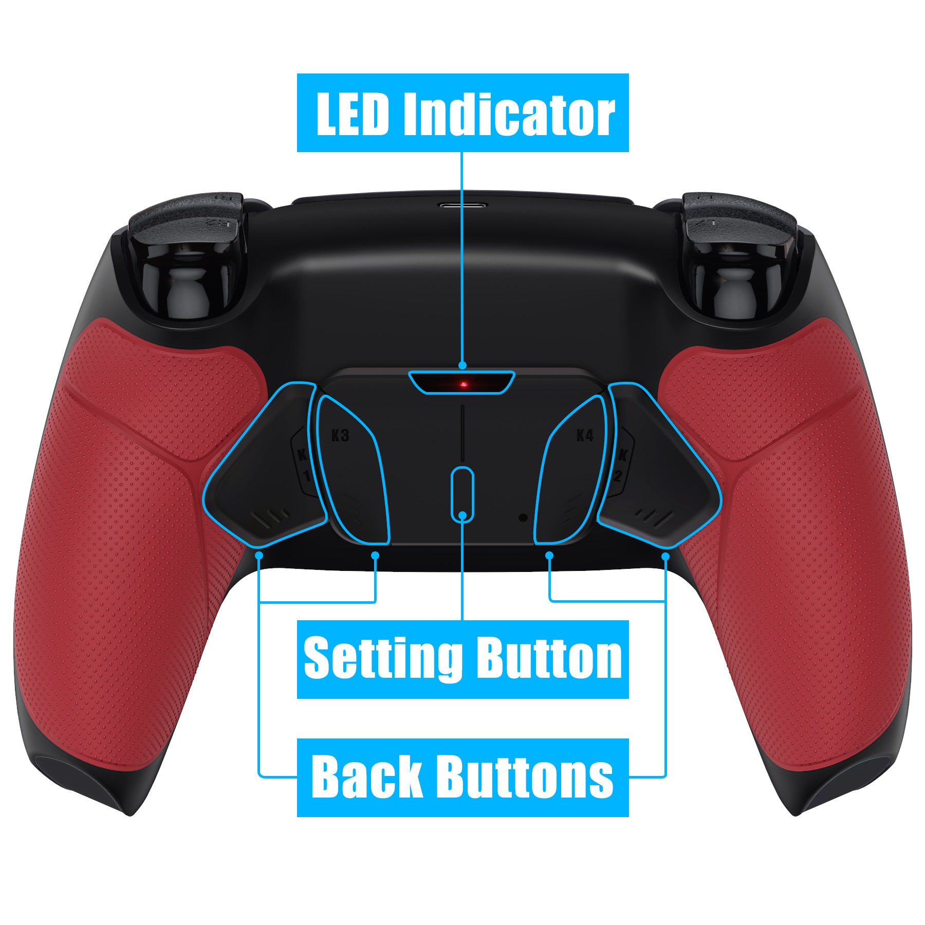 eXtremeRate Remappable RISE4 Remap Kit for PS5 Controller BDM-010/020 - Rubberized Red eXtremeRate