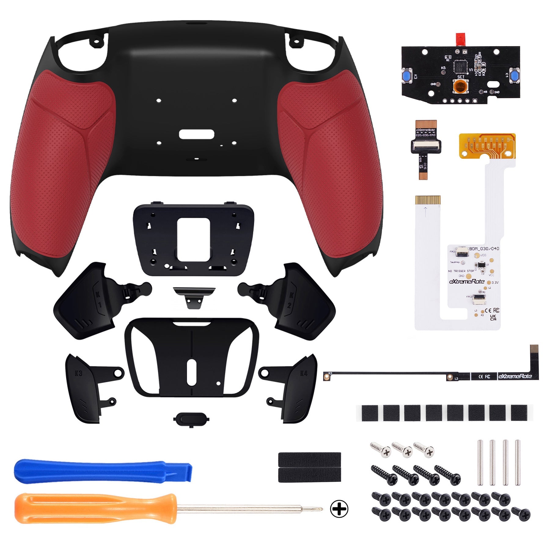 eXtremeRate Remappable RISE4 V3 Remap Kit for PS5 Controller BDM-030/040/050 - Rubberized Red eXtremeRate