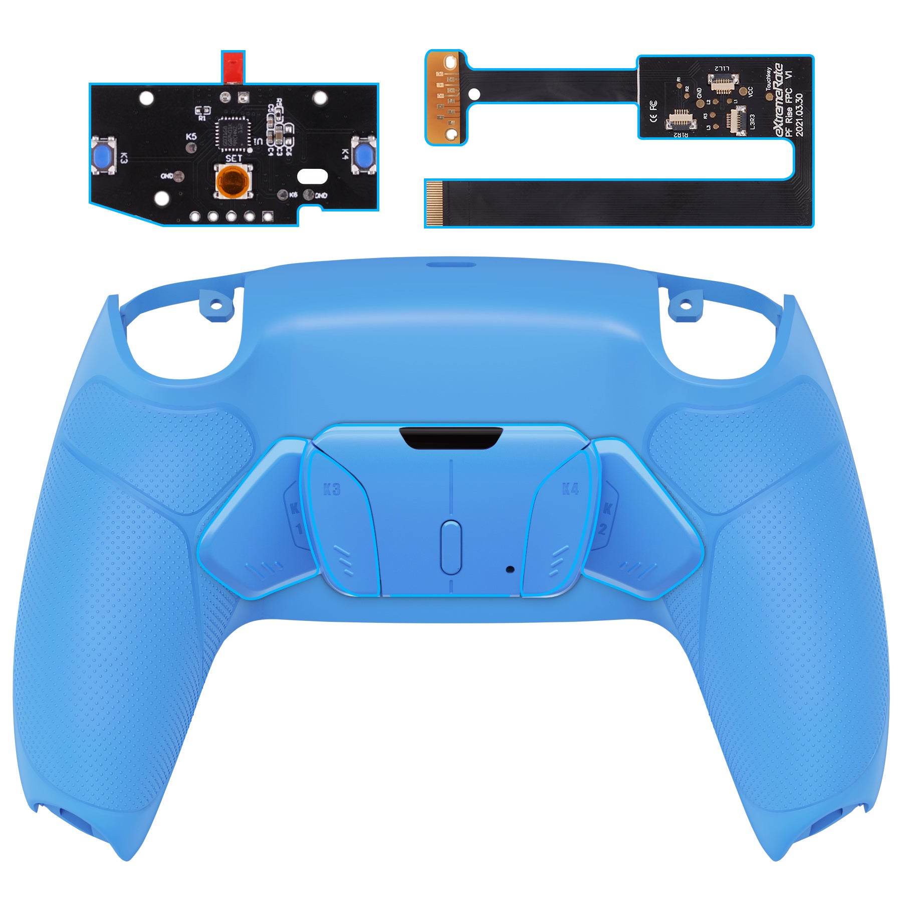 eXtremeRate Remappable RISE4 Remap Kit for PS5 Controller BDM-010/020 - Rubberized Starlight Blue eXtremeRate