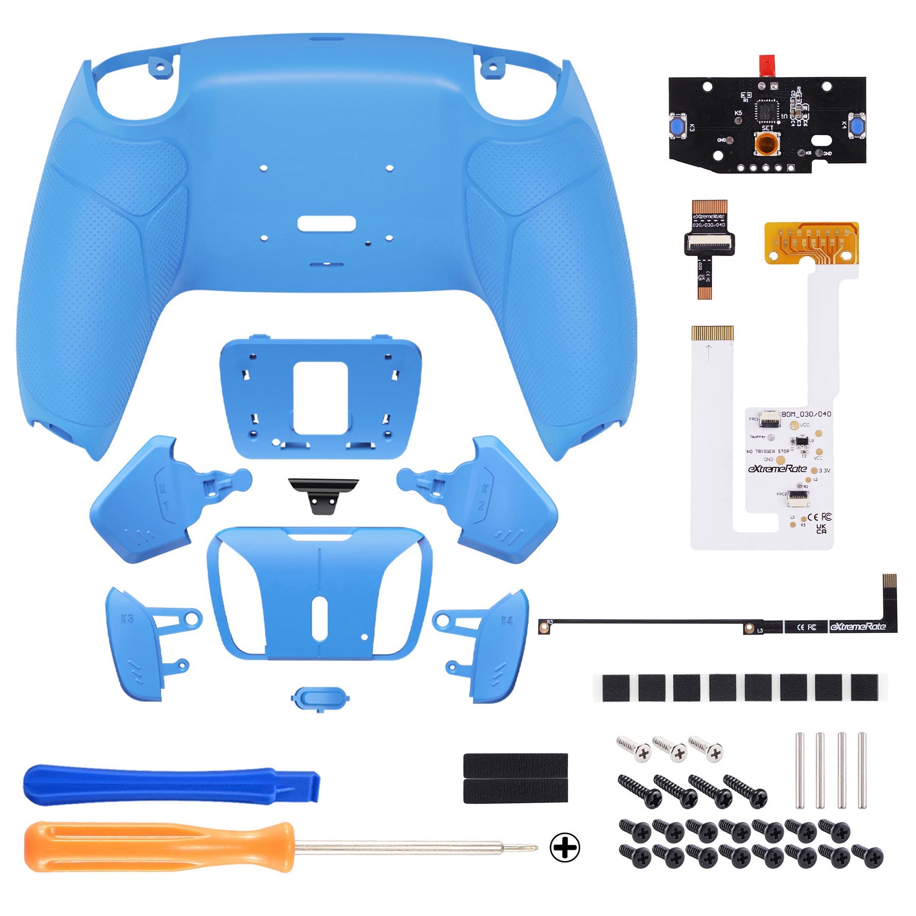 eXtremeRate Remappable RISE4 V3 Remap Kit for PS5 Controller BDM-030/040/050 - Rubberized Starlight Blue eXtremeRate