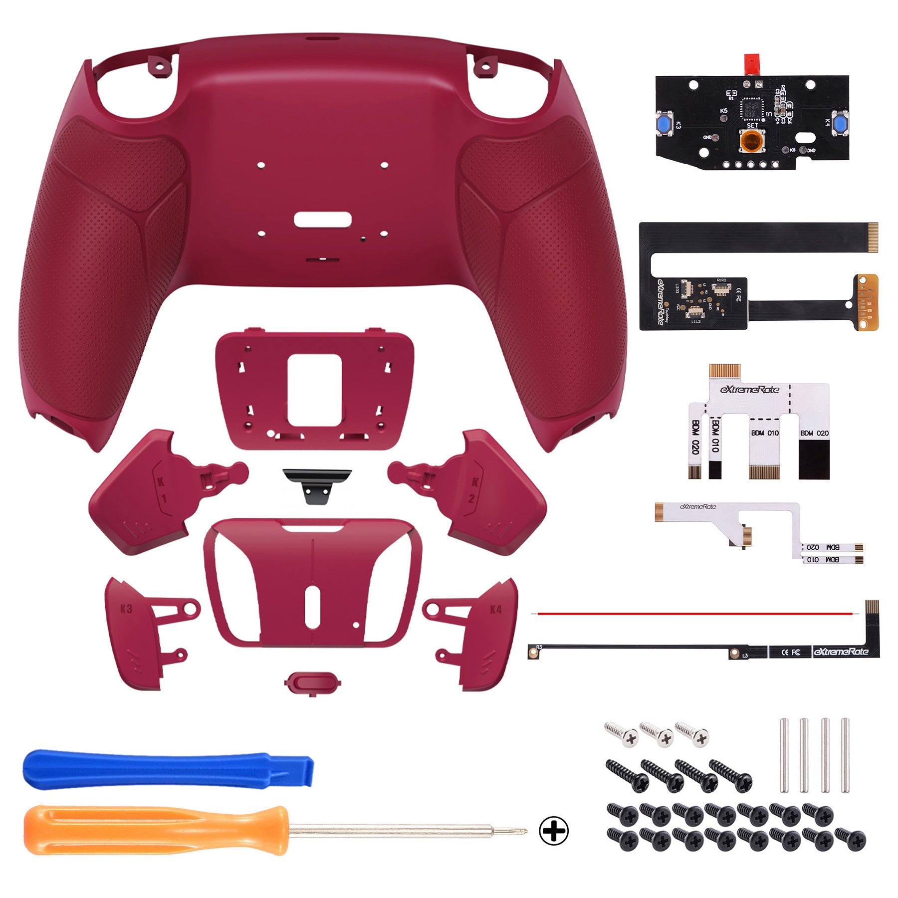 eXtremeRate Remappable RISE4 Remap Kit for PS5 Controller BDM-010/020 - Rubberized Cosmic Red eXtremeRate