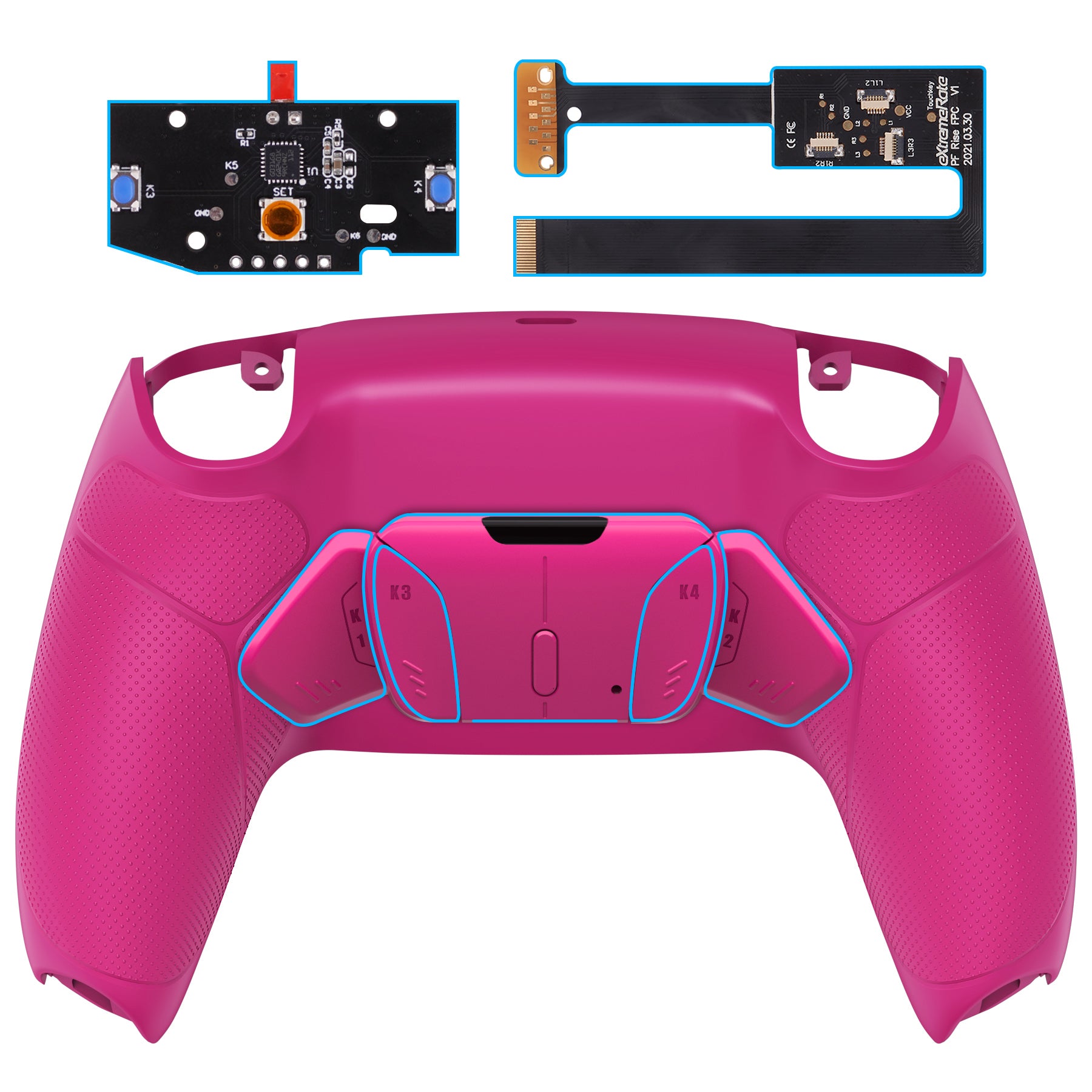 eXtremeRate Remappable RISE4 Remap Kit for PS5 Controller BDM-010/020 - Rubberized Nova Pink eXtremeRate