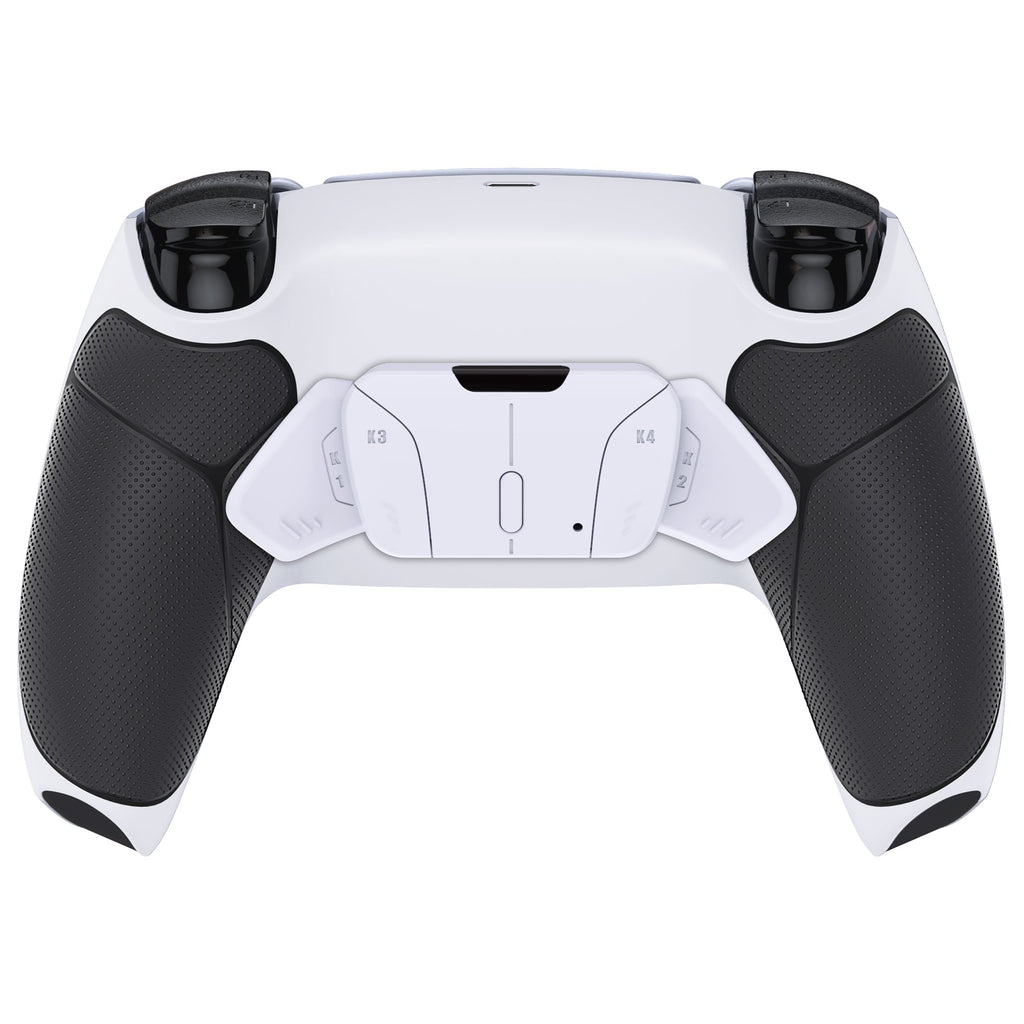 eXtremeRate Remappable RISE4 Remap Kit for PS5 Controller BDM-010/020 - Rubberized Black Grip with White Back Paddles eXtremeRate