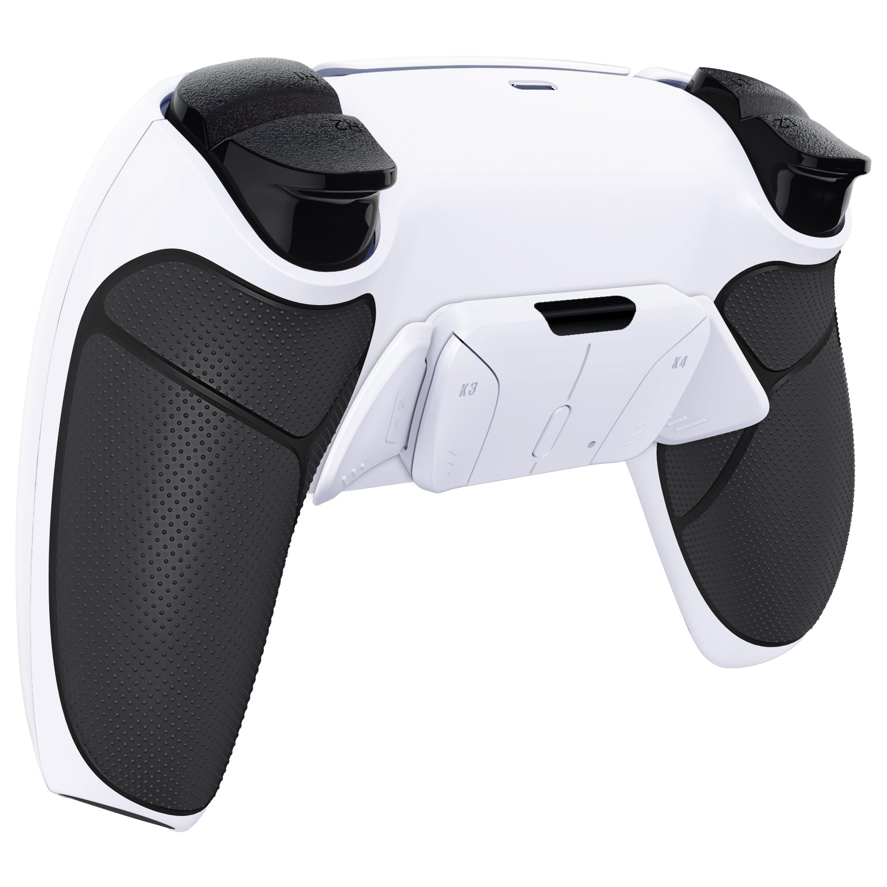 eXtremeRate Remappable RISE4 Remap Kit for PS5 Controller BDM-010/020 - Rubberized Black Grip with White Back Paddles eXtremeRate