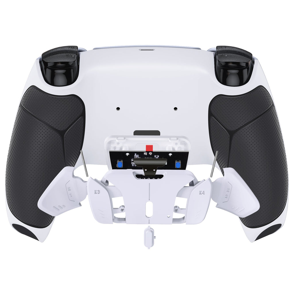 eXtremeRate Remappable RISE4 Remap Kit for PS5 Controller BDM-010/020 - Rubberized Black Grip with White Back Paddles eXtremeRate