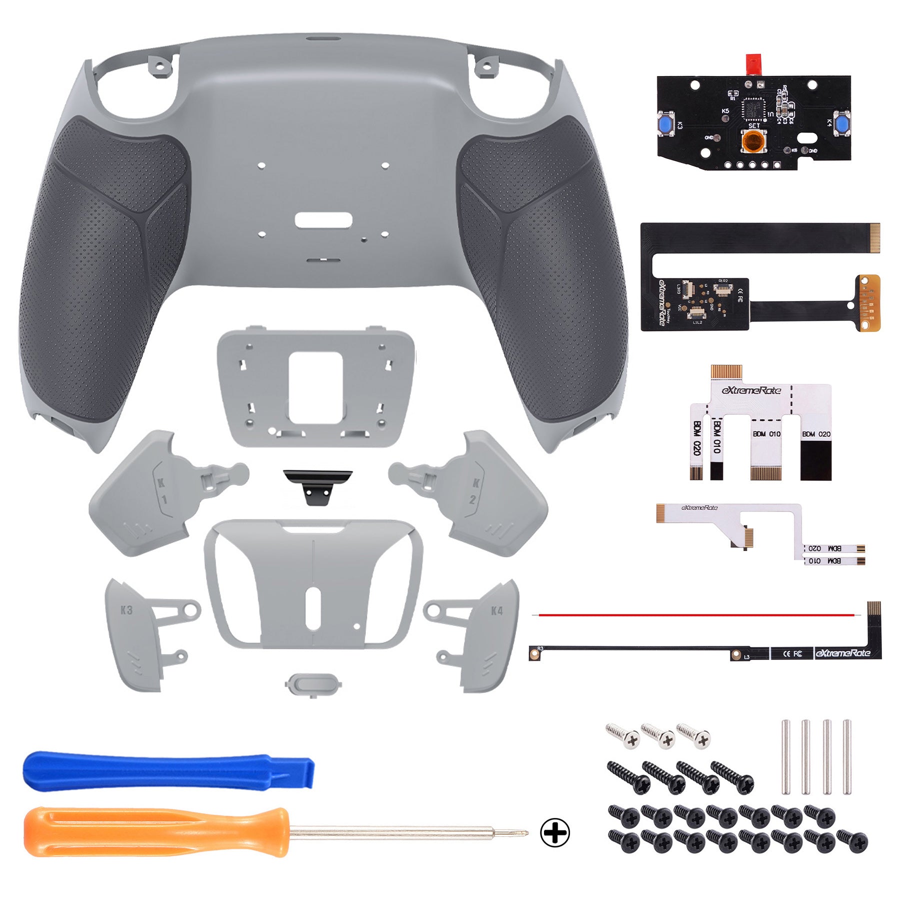 eXtremeRate Remappable RISE4 Remap Kit for PS5 Controller BDM-010/020 - Rubberized Classic Gray eXtremeRate