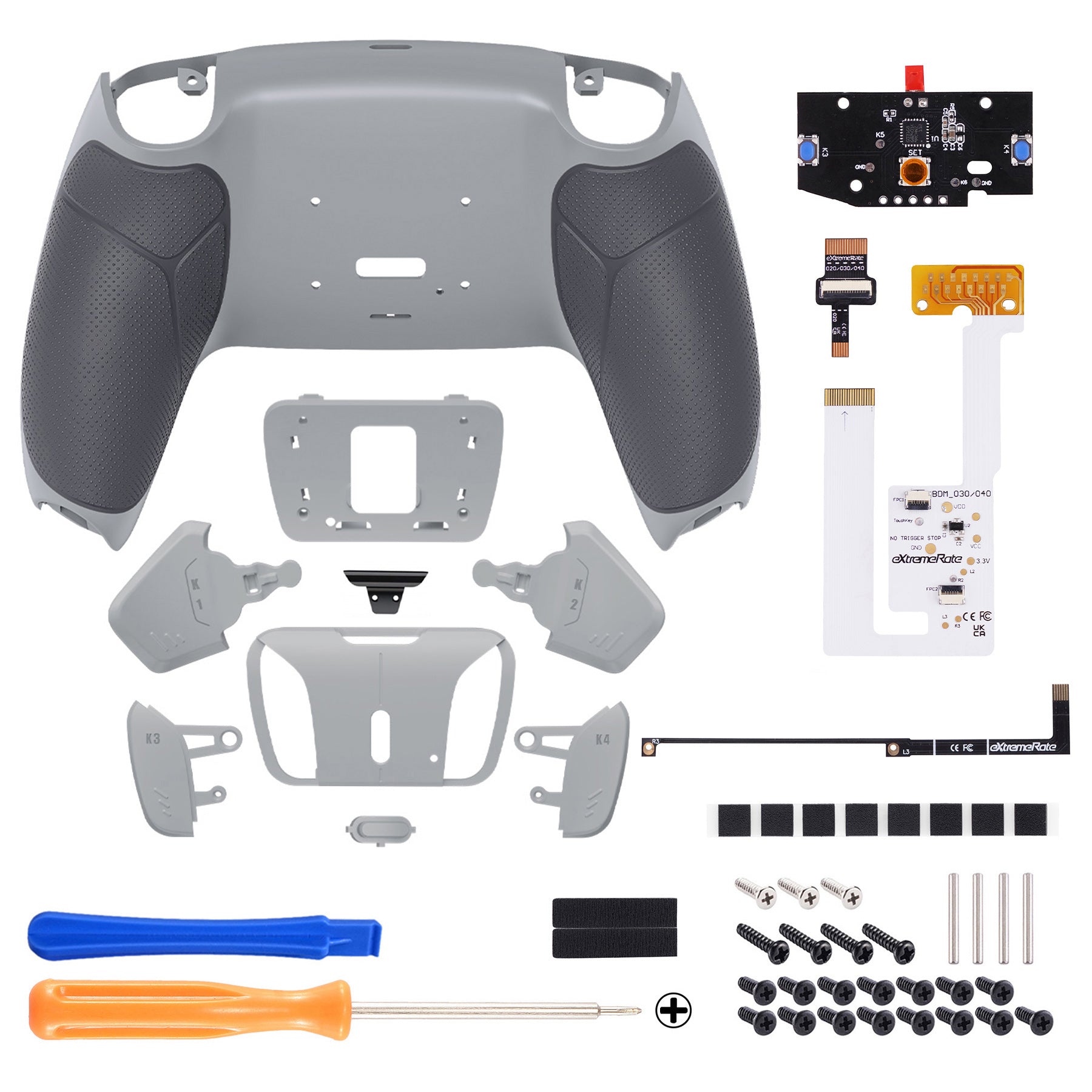 eXtremeRate Remappable RISE4 V3 Remap Kit for PS5 Controller BDM-030/040/050 - Rubberized New Hope Gray & Classic Gray eXtremeRate