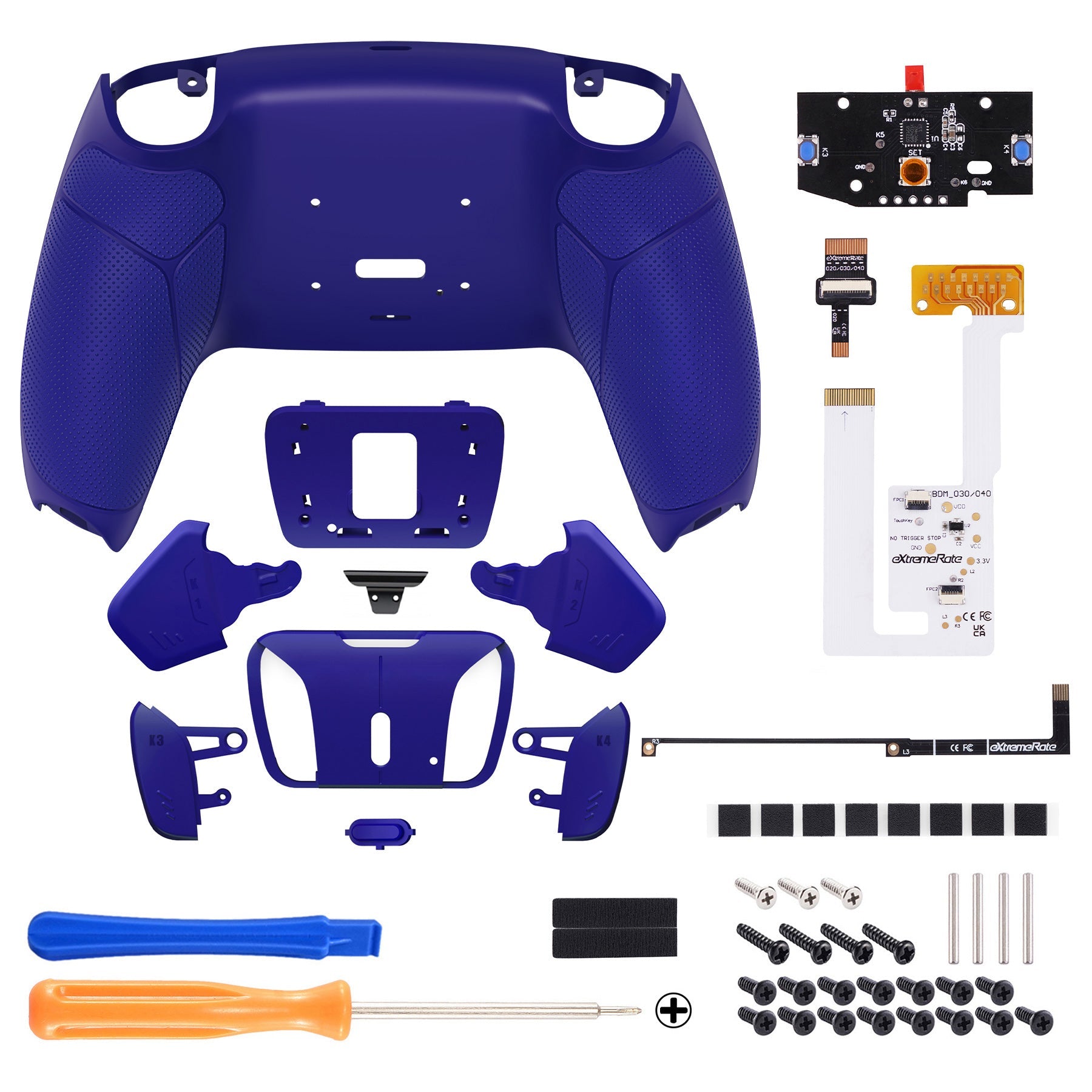 eXtremeRate Remappable RISE4 V3 Remap Kit for PS5 Controller BDM-030/040/050 - Rubberized Cobalt Blue eXtremeRate
